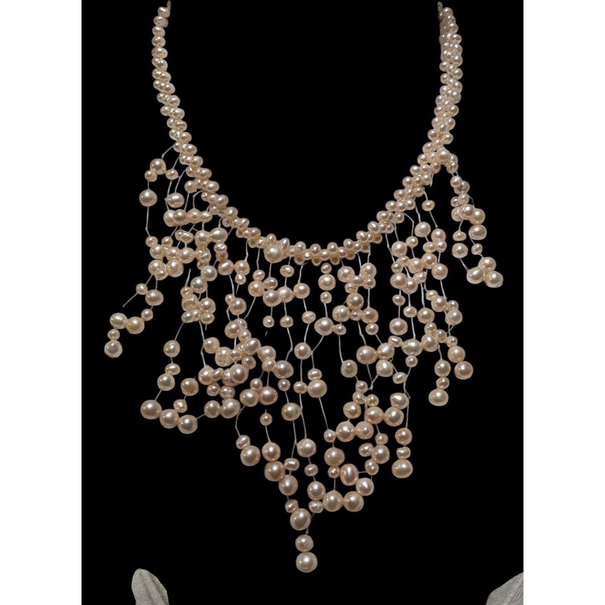 Other Vintage Cascading Bridal Pearl Bib Necklace Size ONE SIZE - 3 Thumbnail