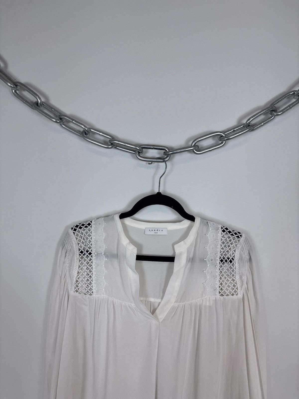 Sandro Sandro Paris NWT Tommy Women’s Ecru White Silk Blouse Shirt Size S / US 4 / IT 40 - 2 Thumbnail