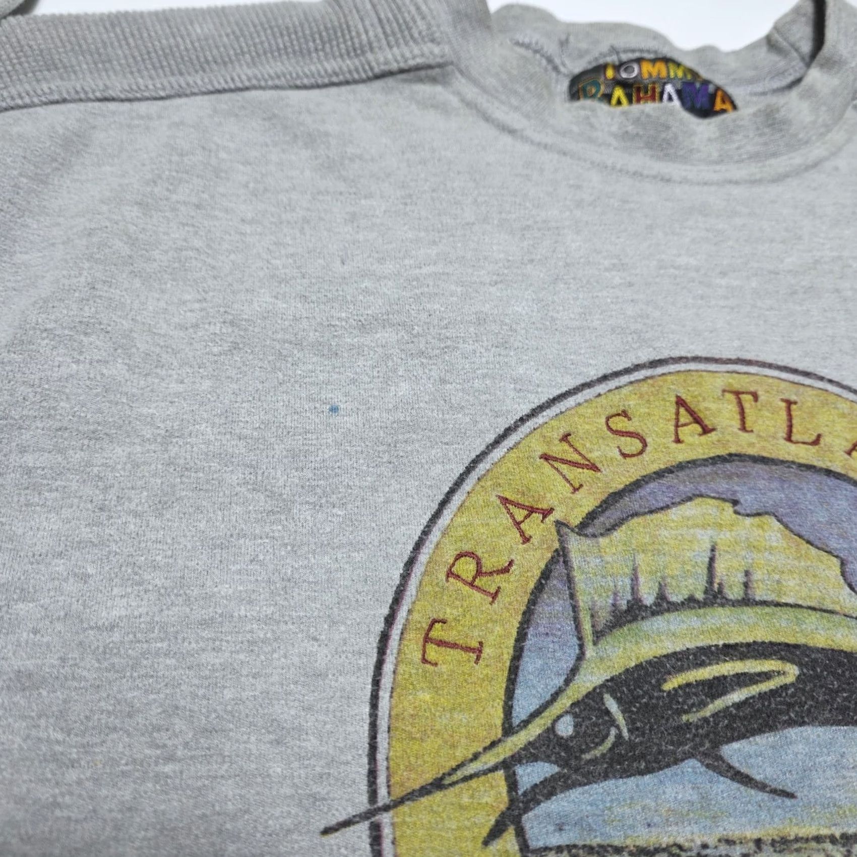 Tommy Bahama VINTAGE Tommy Bahama Embroidered Heavyweight Sweatshirt Rowing Fishing Mens Medium 90's Gray Cotton Blend Pullover Boats Size US M / EU 48-50 / 2 - 7 Thumbnail