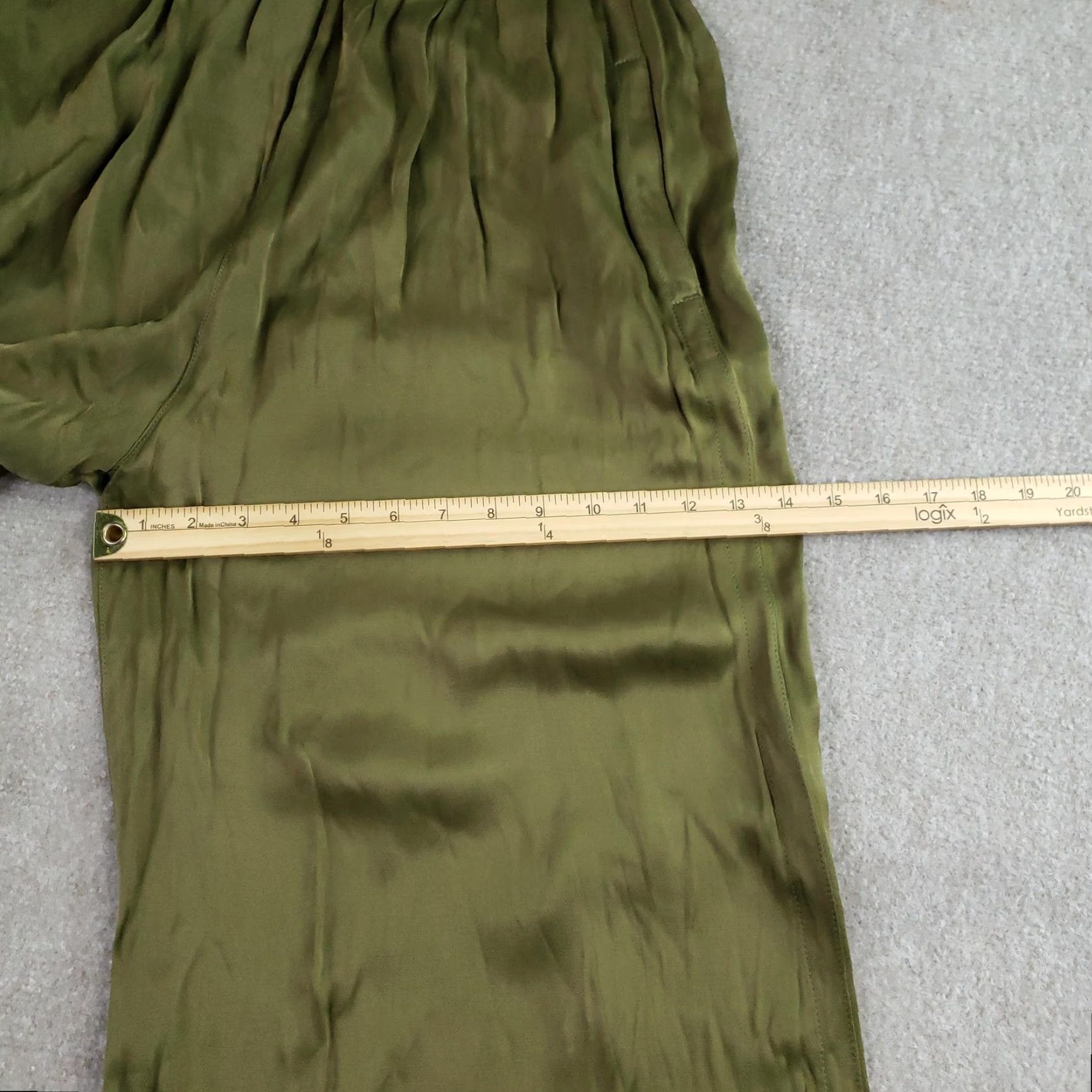Vintage Pilcro Jumpsuit Small Tall Olive Green Smocked Wide Leg Anthropologie Womens Size 28" / US 6 / IT 42 - 5 Thumbnail