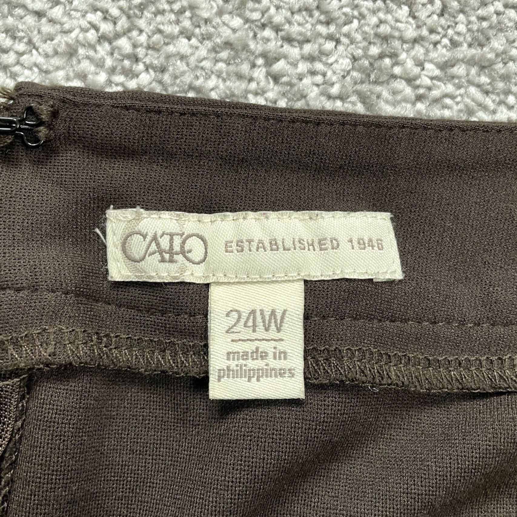 Vintage VINTAGE Cato Women's Plus Size Short Pencil Skirt 24W Brown Solid Back Slit Stretch Office Casual Size 42" / US 20 - 4 Thumbnail