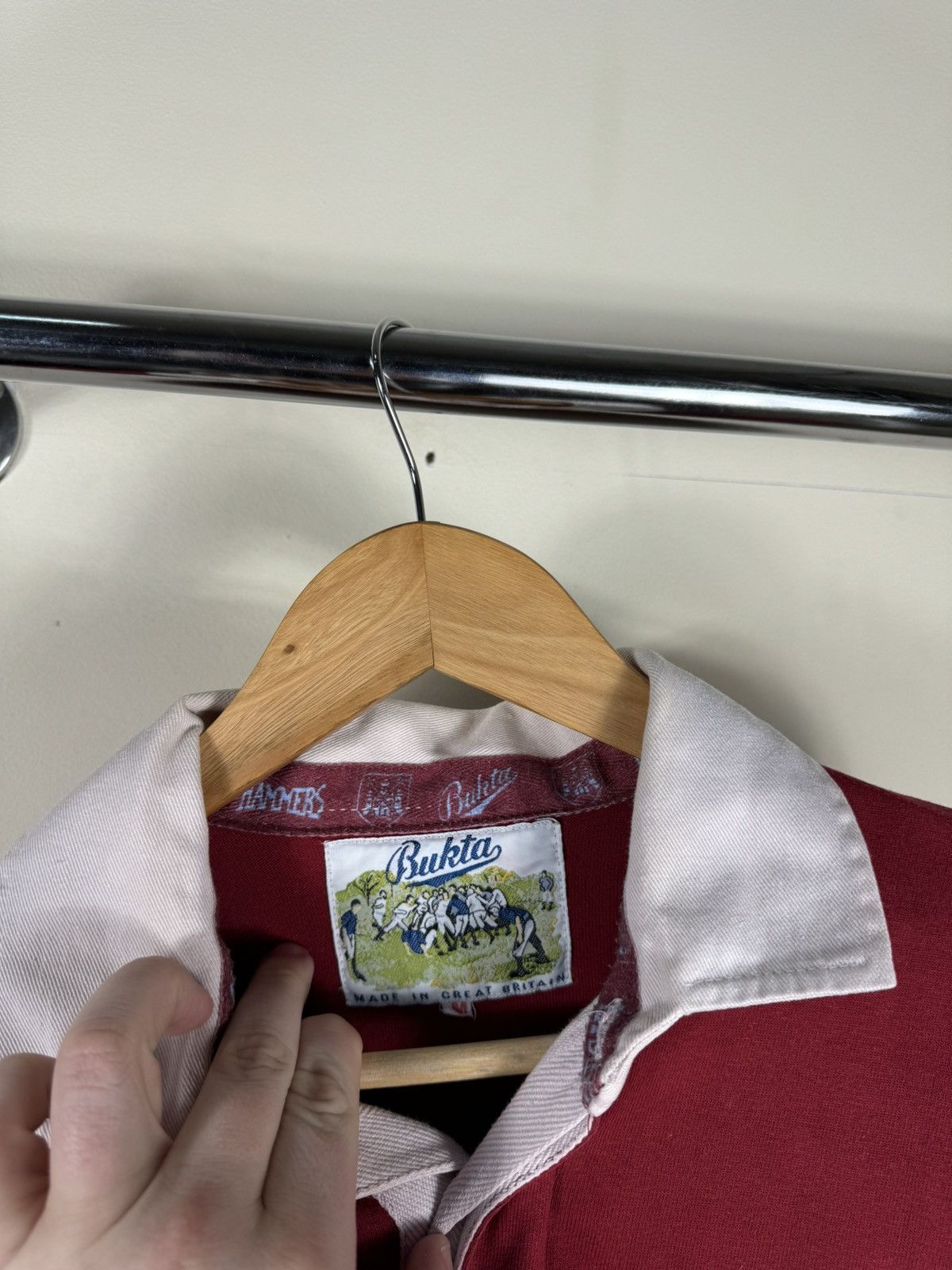Vintage 1990-92 West Ham United FC Bukta Rugby Polo Shirt Size US M / EU 48-50 / 2 - 3 Thumbnail