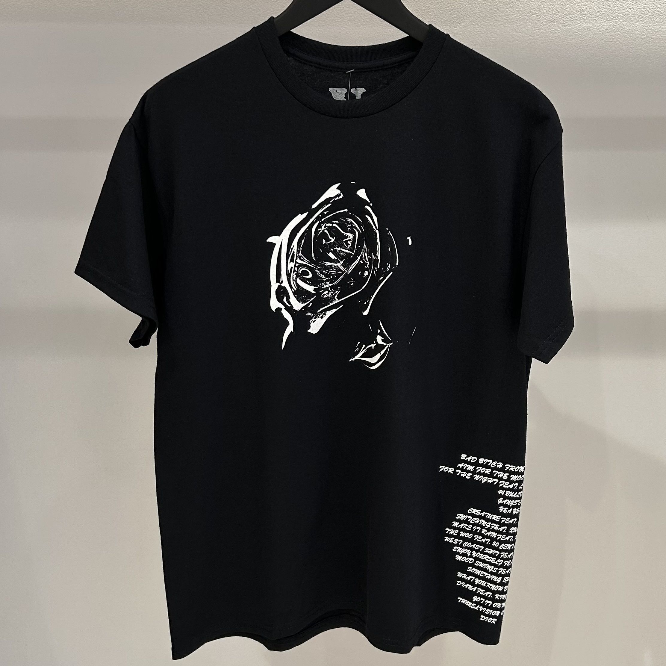 Image of Pop Smoke X Vlone Tracklist Tee in Black, Men's (Size Small)