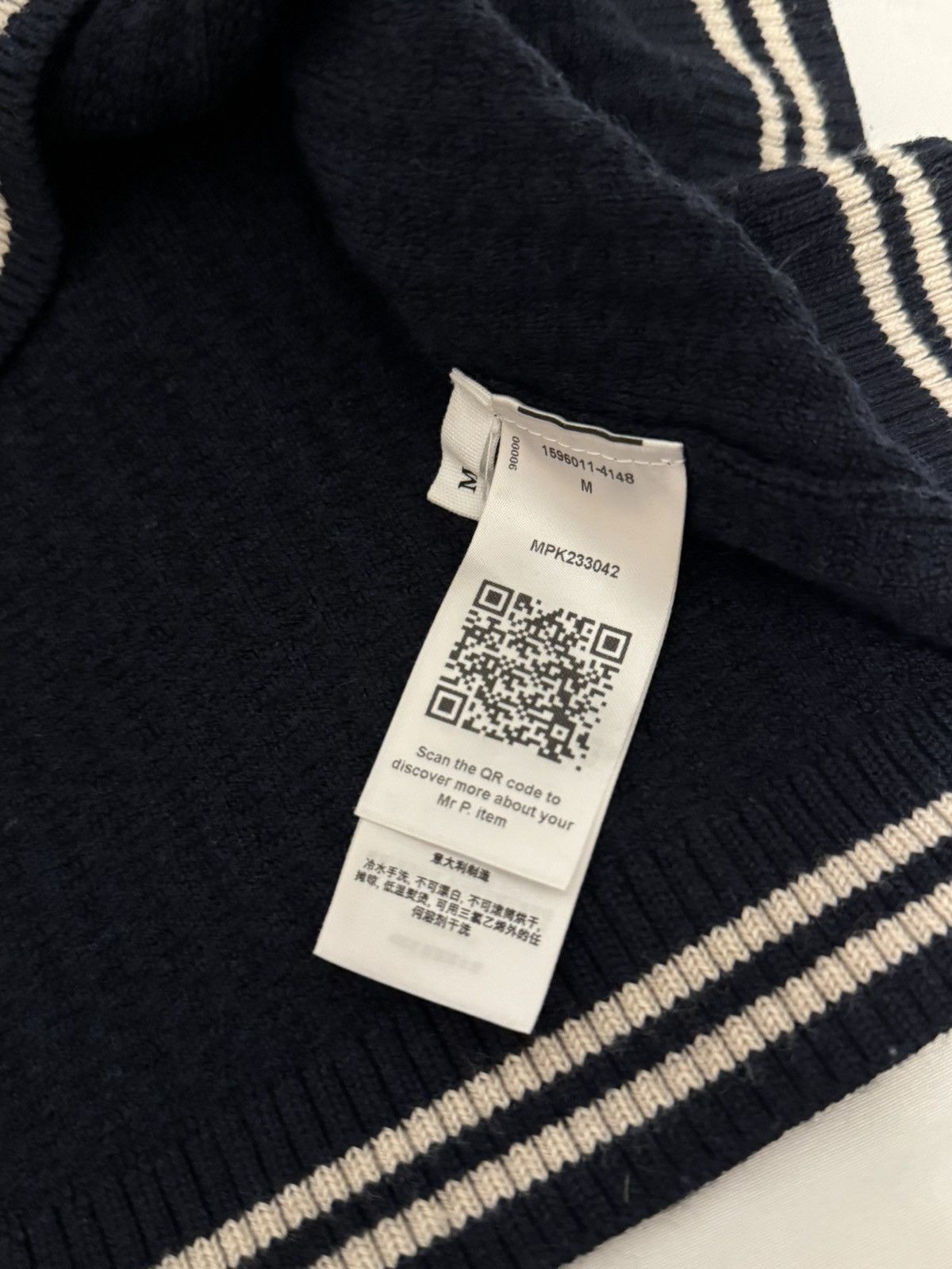 Mr P. Mr P. Ribbed Merino Wool Knit Button Up Shirt Navy Size US M / EU 48-50 / 2 - 6 Thumbnail