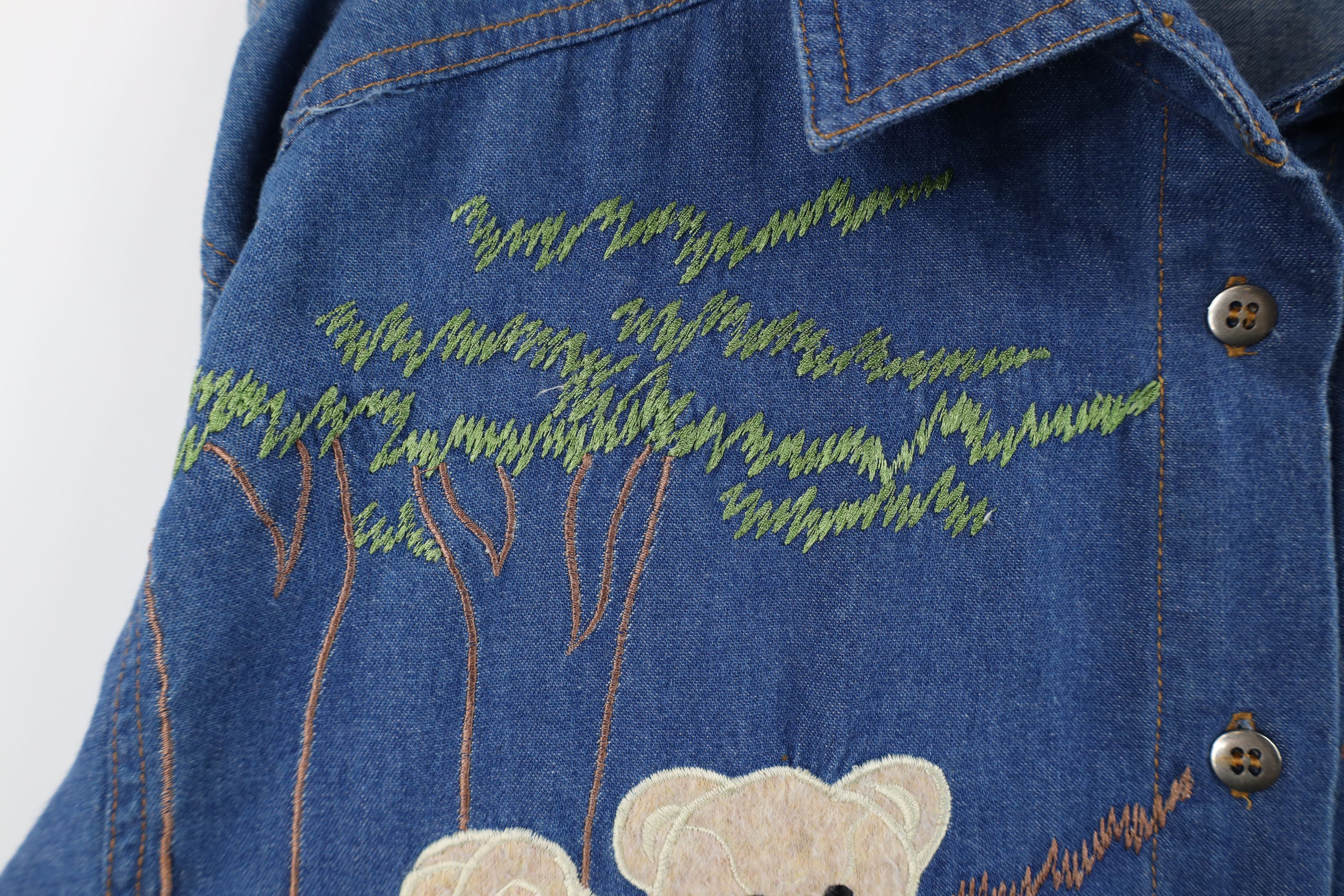 Vintage Vintage 90s Streetwear Bear Denim Jean Button Shirt Size M / US 6-8 / IT 42-44 - 6 Thumbnail