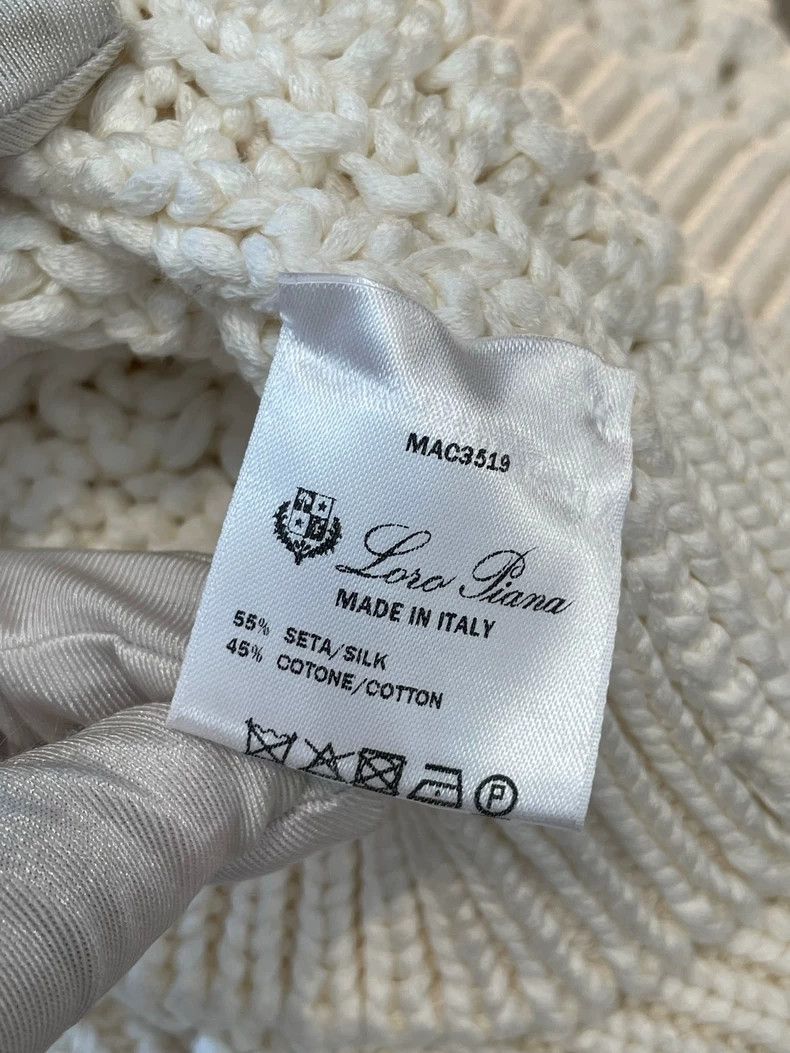 Loro Piana LORO PIANA White silk and cotton openwork loose sweater Size M / US 6-8 / IT 42-44 - 4 Thumbnail