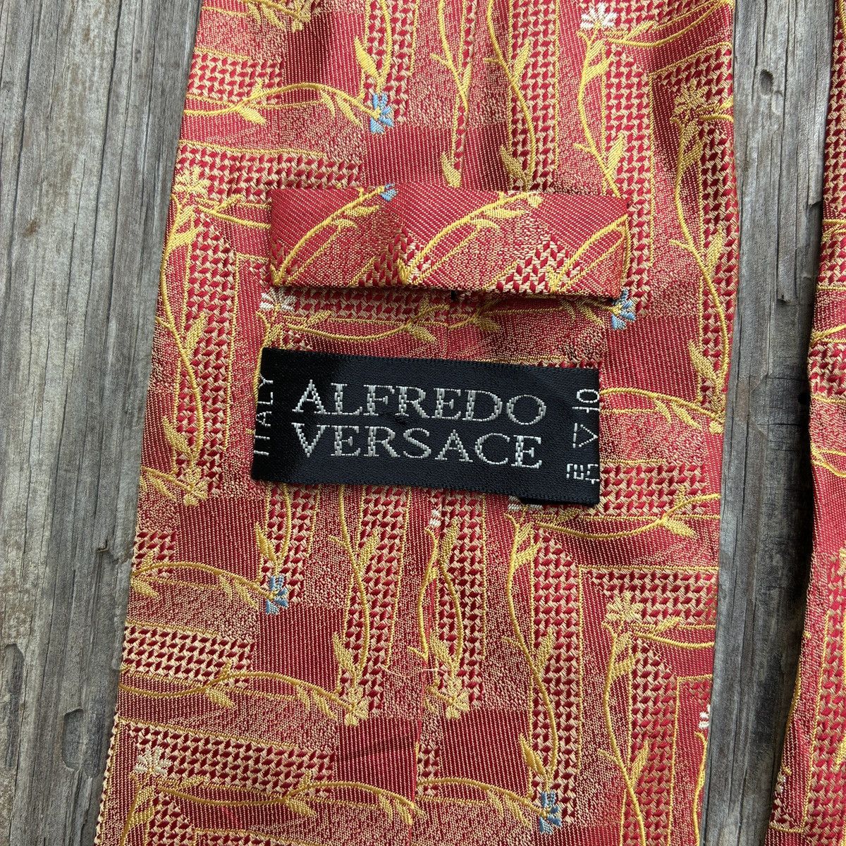 Other Alfredo Versace Silk Tie Red Gold Floral Jacquard Size ONE SIZE - 3 Thumbnail