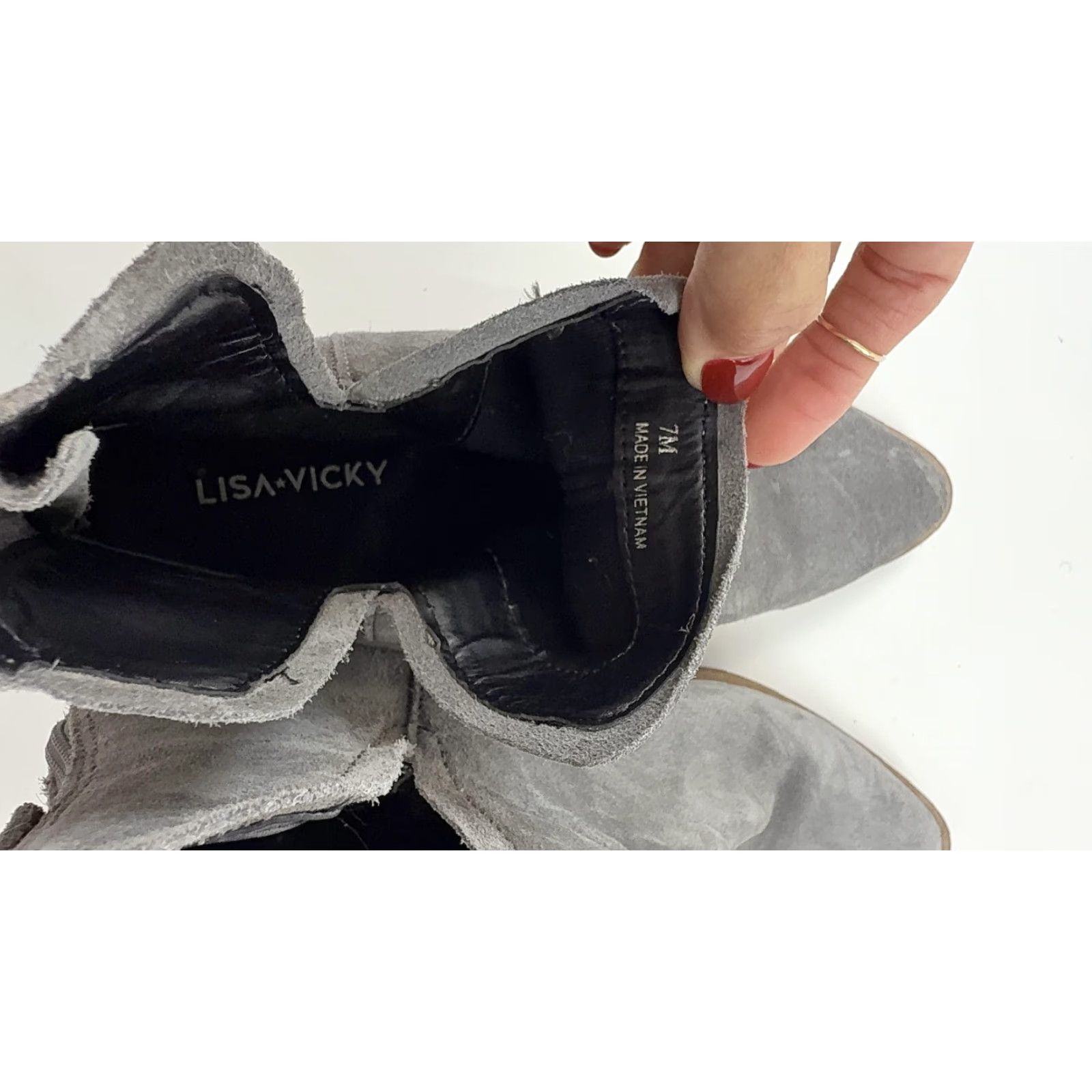 Vintage Lisa Vicky Boots Womens Size 7.5 Gray Suede Ankle Booties Pointed Toe V Cut Boots Women Size US 7 / IT 37 - 6 Thumbnail