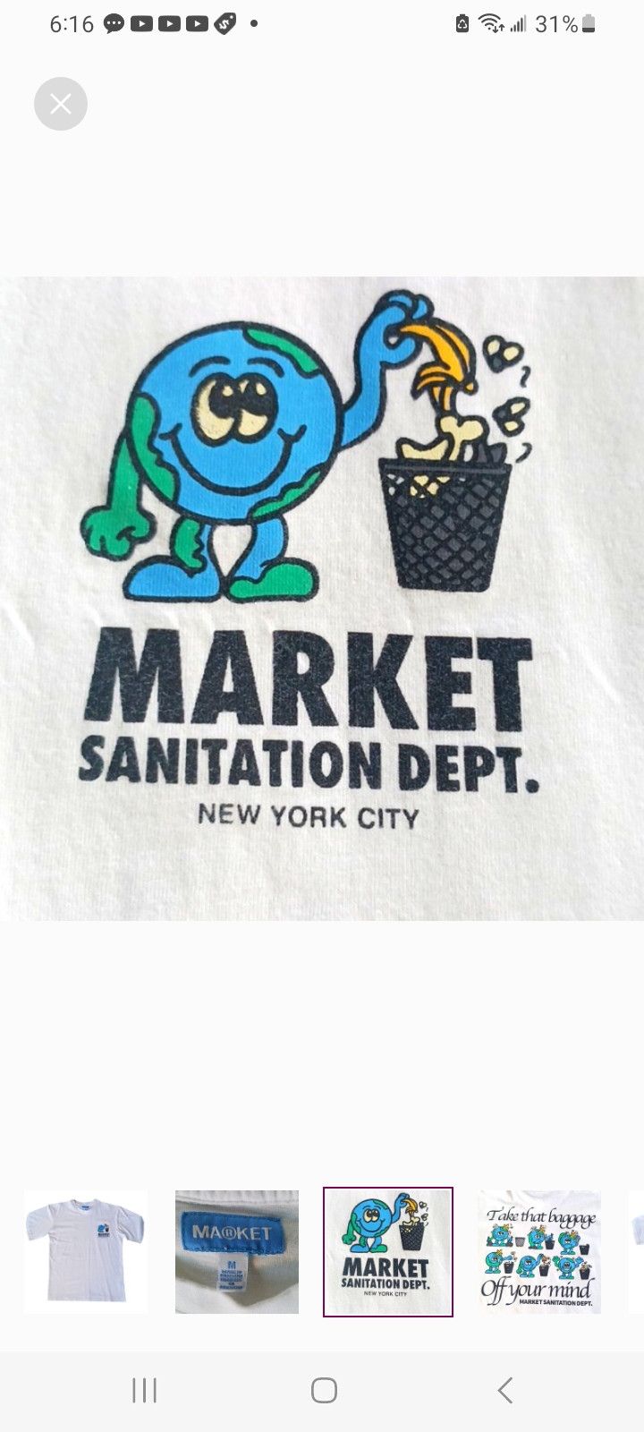 Market MARKET Sanitation Dept White T-Shirt Size US M / EU 48-50 / 2 - 3 Thumbnail
