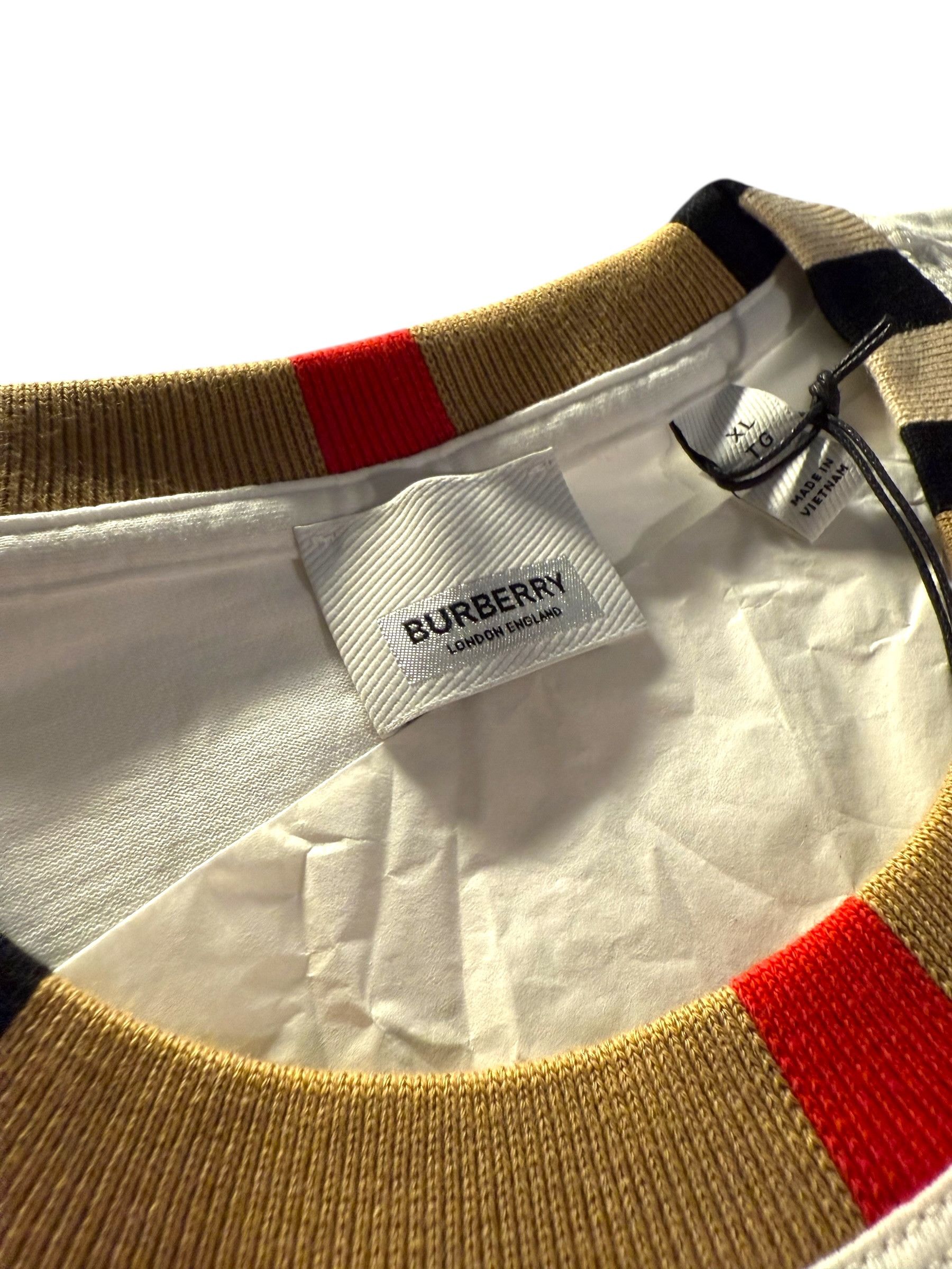 Burberry Burberry Check Trim Cotton T-shirt with Embroidered Logo Size US XL / EU 56 / 4 - 3 Thumbnail