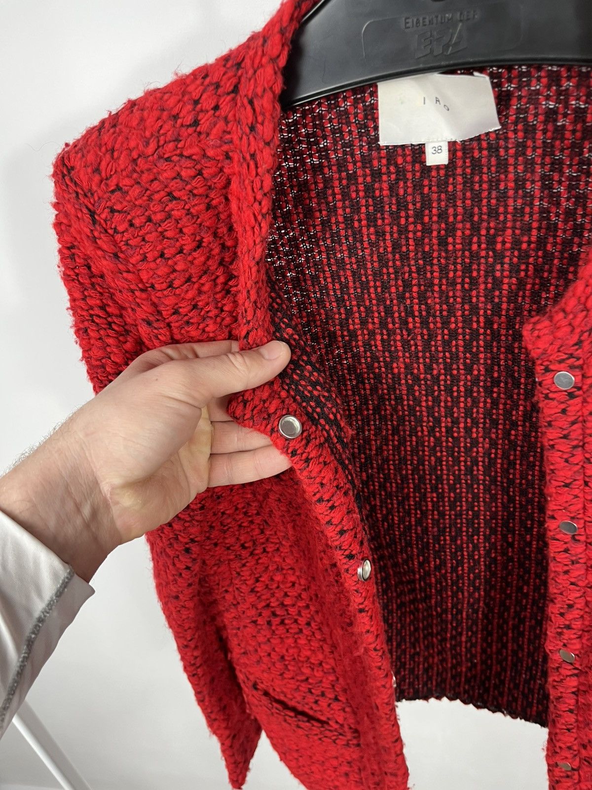 Iro IRO Red Knit Jacket Womens Size 38 Textured Wool Blend Size S / US 4 / IT 40 - 9 Thumbnail