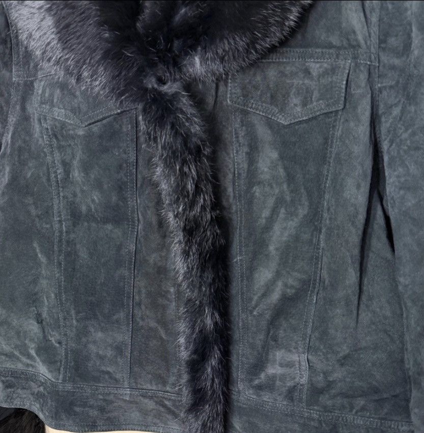 Other JDS Black Suede Leather Jacket Genuine Rabbit Fur Trim XL Size XL / US 12-14 / IT 48-50 - 3 Thumbnail