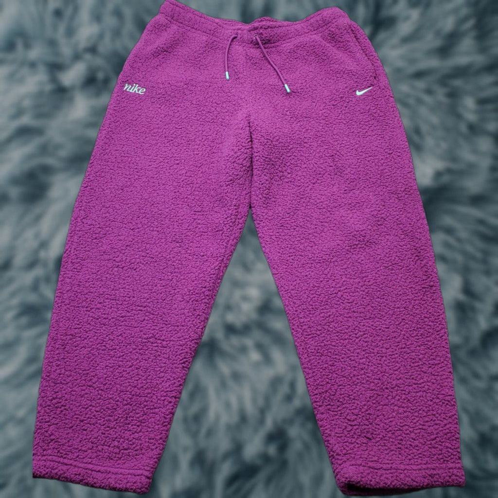 Nike Nike Sweatpants Womens L Purple Sherpa Fleece Therma-FIT Gym-Running Drawstring Size 36" / US 14 / IT 50 - 1 Thumbnail