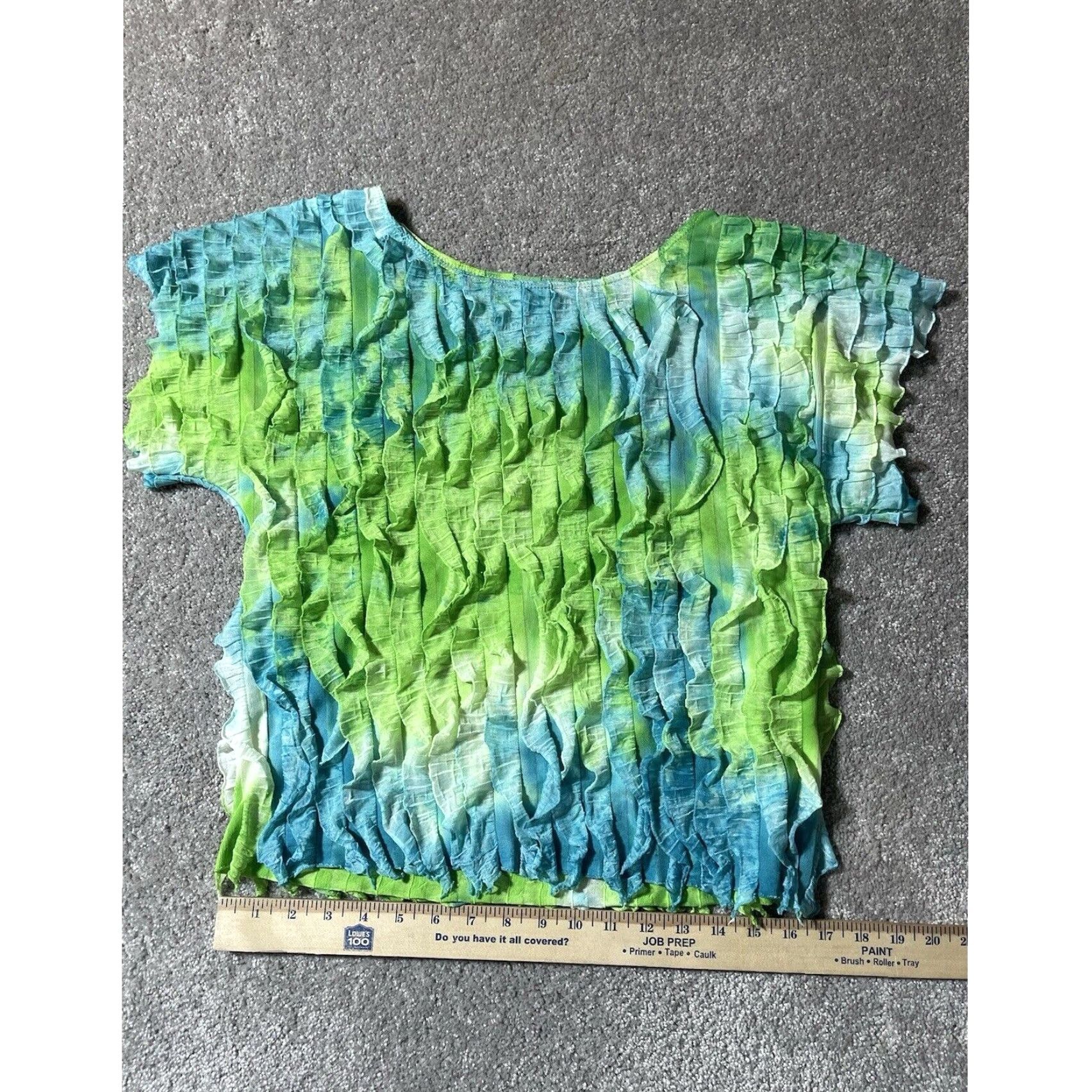 Vintage VINTAGE Allison Taylor Mermaid Ruffle Tie Dye Boho Festival Top M Short Sleeve Scoop Neck Women Blouse Size M / US 6-8 / IT 42-44 - 5 Thumbnail