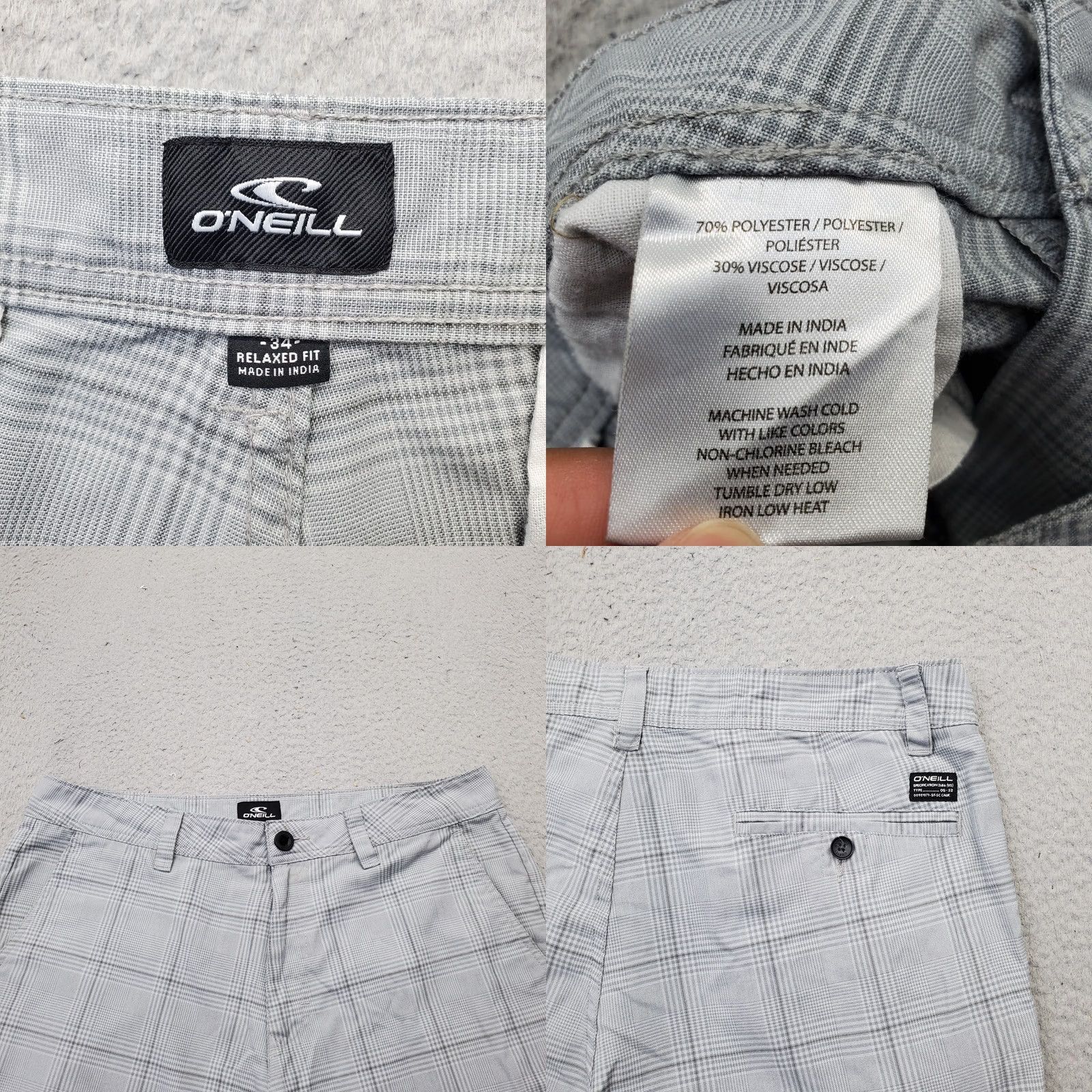 O'Neill O'Neill Mens Size 34 Multi Plaid Slash Pocket Hybrid Casual Relaxed Fit Shorts Size US 34 / EU 50 - 8 Thumbnail