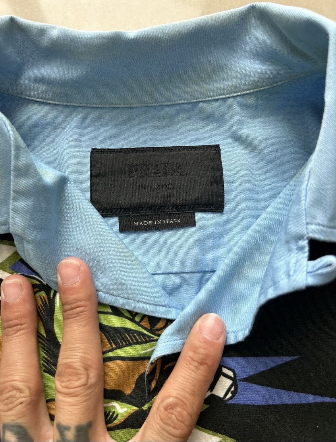Prada Prada Frankenstein Rose Button Up Bowling Shirt Size US L / EU 52-54 / 3 - 2 Thumbnail