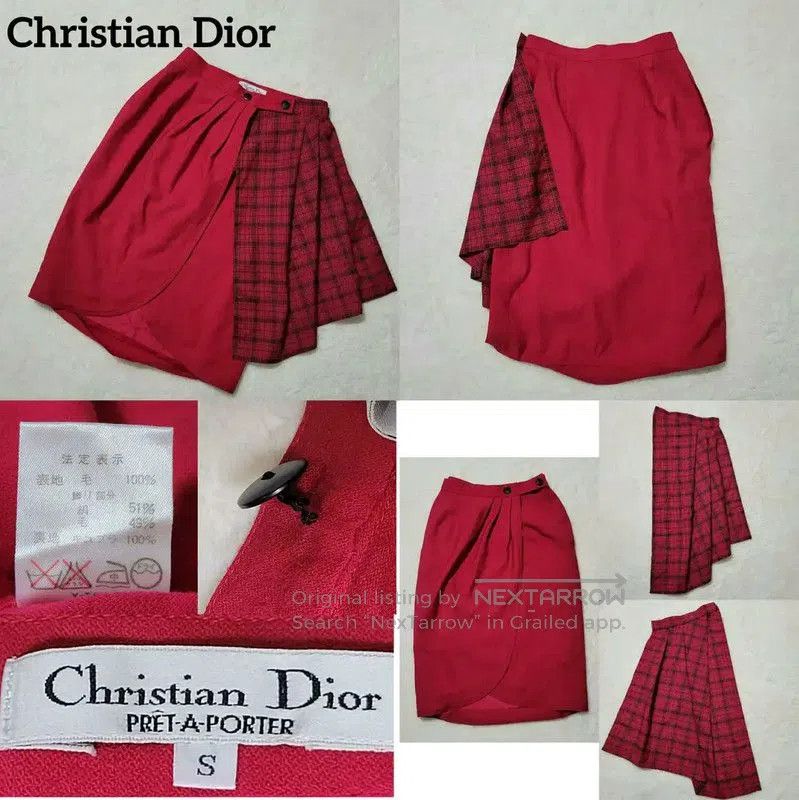 Dior Dior Irregular Red Wool Mini Skirt . Size 23" - 2 Thumbnail