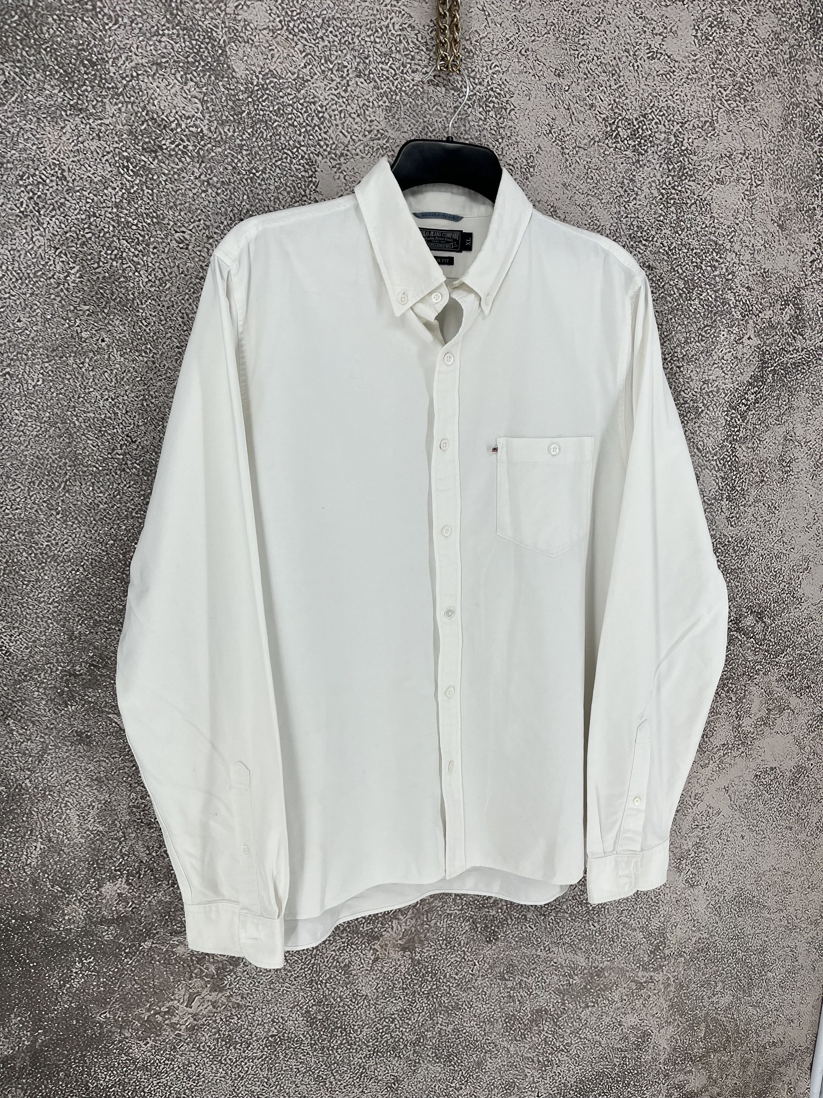 Polo Ralph Lauren Men's Jeans Company Shirt Formal Cotton Casual White Size-XL Size US XL / EU 56 / 4 - 2 Thumbnail