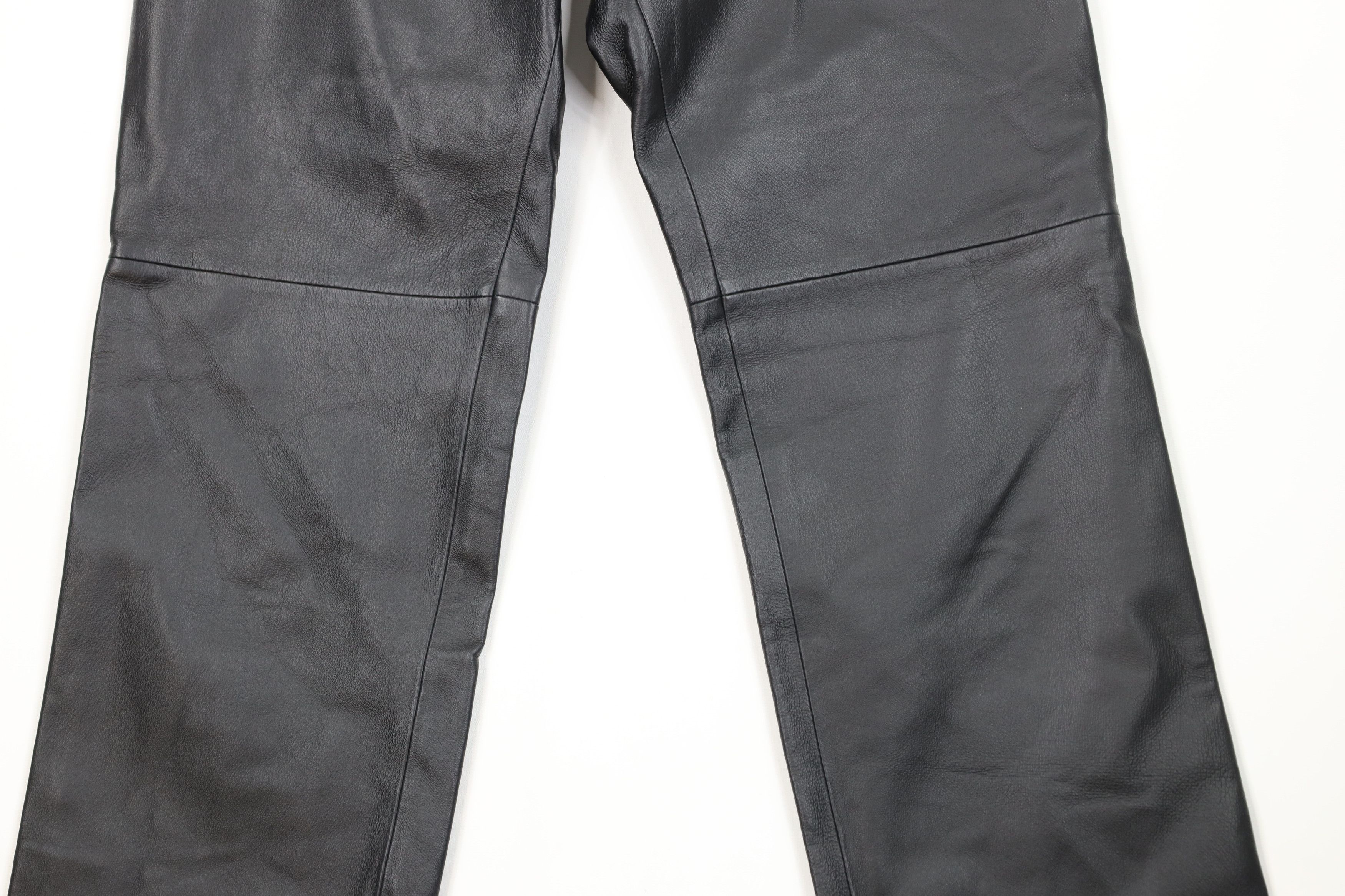 Vintage Vintage 90s Streetwear Leather Straight Leg Pants Black Size 28" / US 6 / IT 42 - 3 Thumbnail
