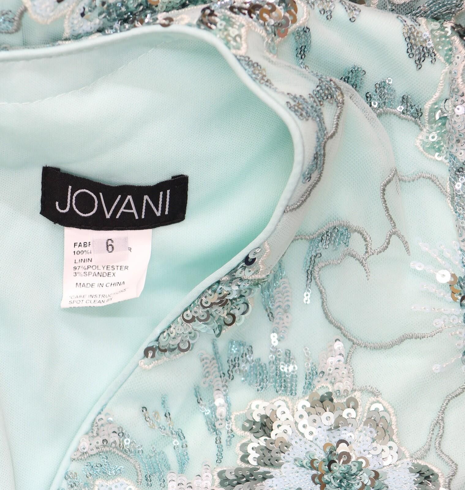 Other Jovani Neck 3/4 Open Sleeve Formal Dress Gown Mint Green 6 Size M / US 6-8 / IT 42-44 - 4 Thumbnail
