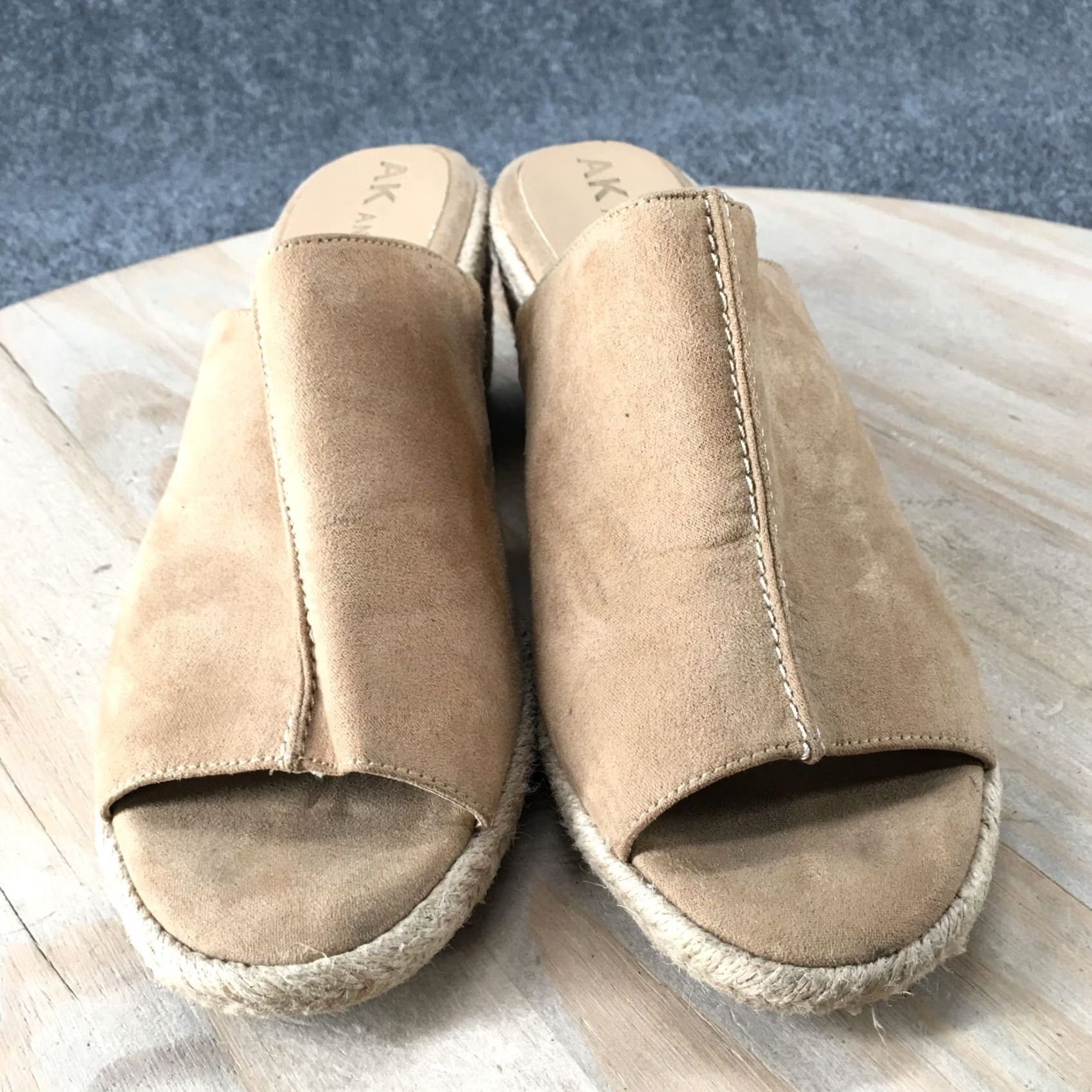 Anne Klein Anne Klein Sandals Womens 8.5 M Akidette Wedge Espadrille Slide Beige Fabric Size US 9 / IT 39 - 7 Thumbnail