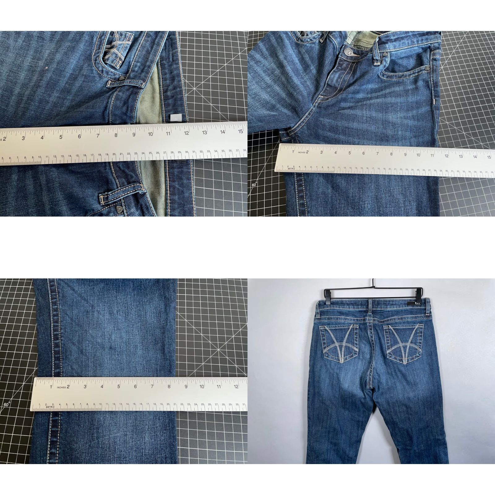 Vintage KUT from the Kloth Jeans Women's 10 Straight Leg Blue Denim Stretch 5-Pocket Zip Fly Mid-Rise Womens Size 32" / US 10 / IT 46 - 8 Thumbnail