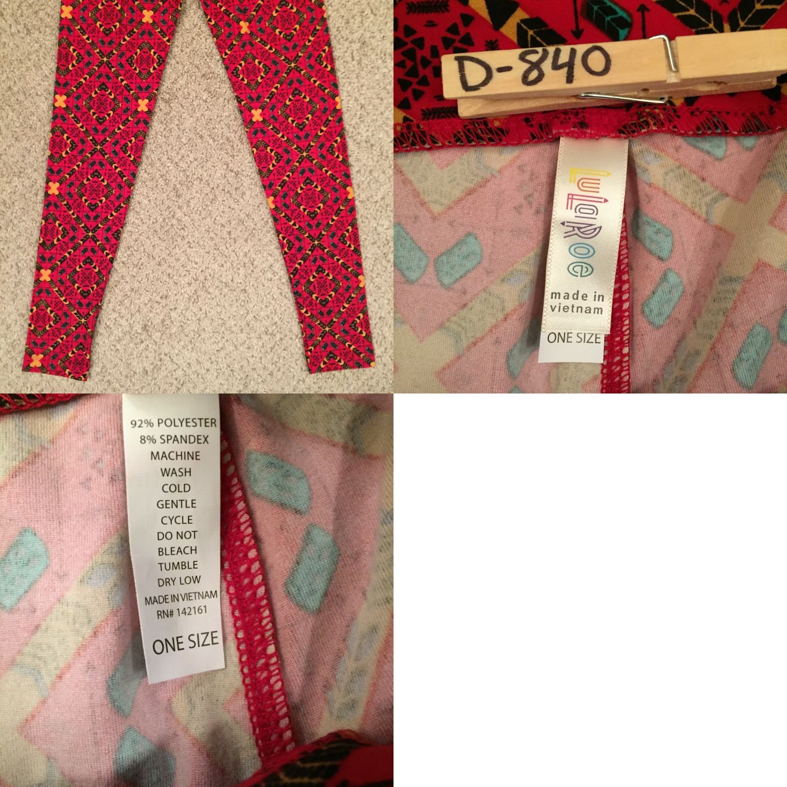 Vintage LuLaRoe Leggings One Size OS Red Geometric NWOT Size 42" / US 20 - 8 Thumbnail