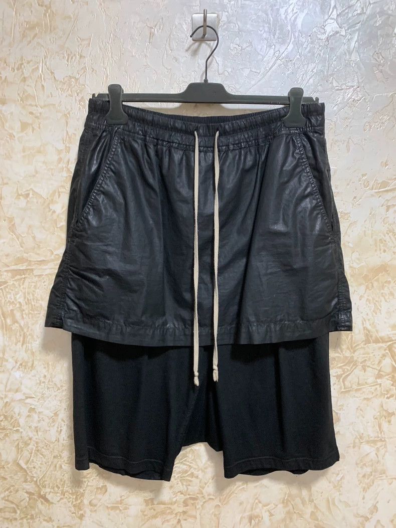 Rick Owens Leather Shorts with Layered Design- DMC