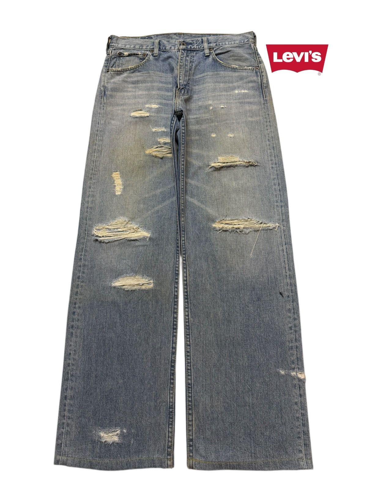 Levi's Vintage 90s Levis 503 Blue Faded Wash Ripped Wide Leg Baggy Size US 34 / EU 50 - 1 Thumbnail