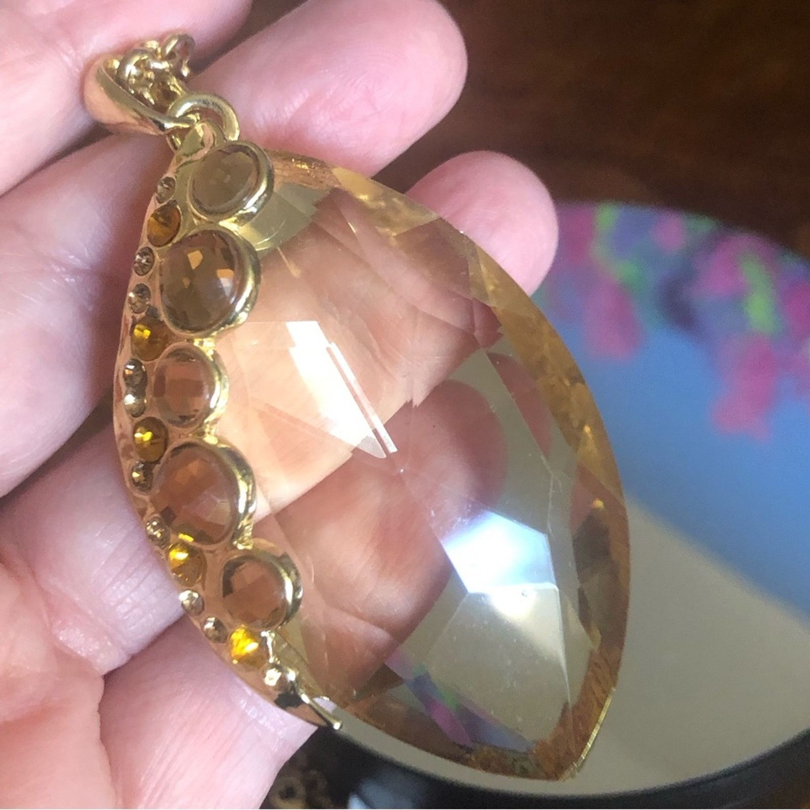 Jewelry Large marquis faceted light brown topaz crystal necklace NWT Size ONE SIZE - 11 Thumbnail
