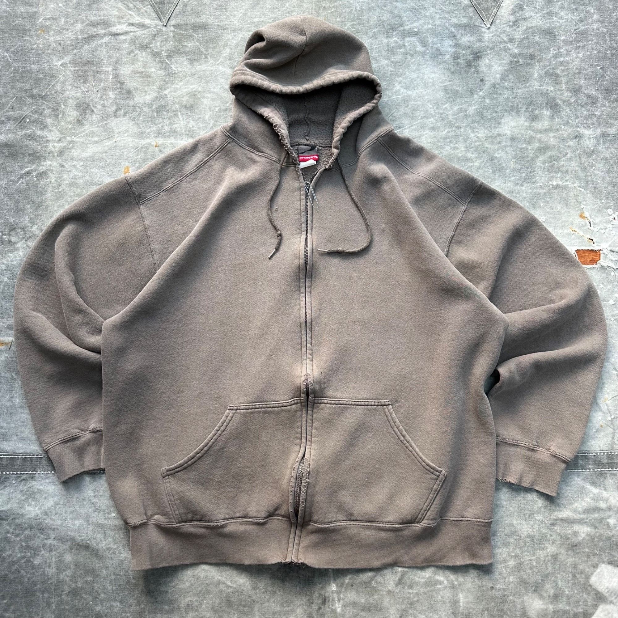 Vintage Vintage 90s Natural Faded Distressed Olive/Sage Zipup Hoodie Size US XL / EU 56 / 4 - 1 Thumbnail