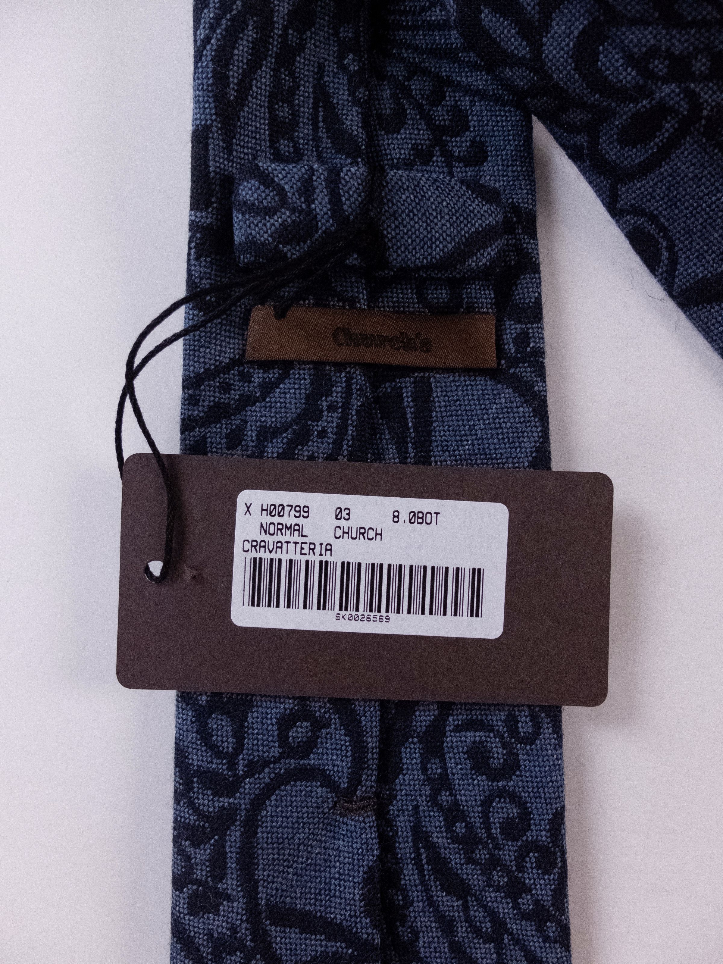 Church's CHURCH'S of England blue paisley motif wool silk tie NWT Size ONE SIZE - 3 Thumbnail
