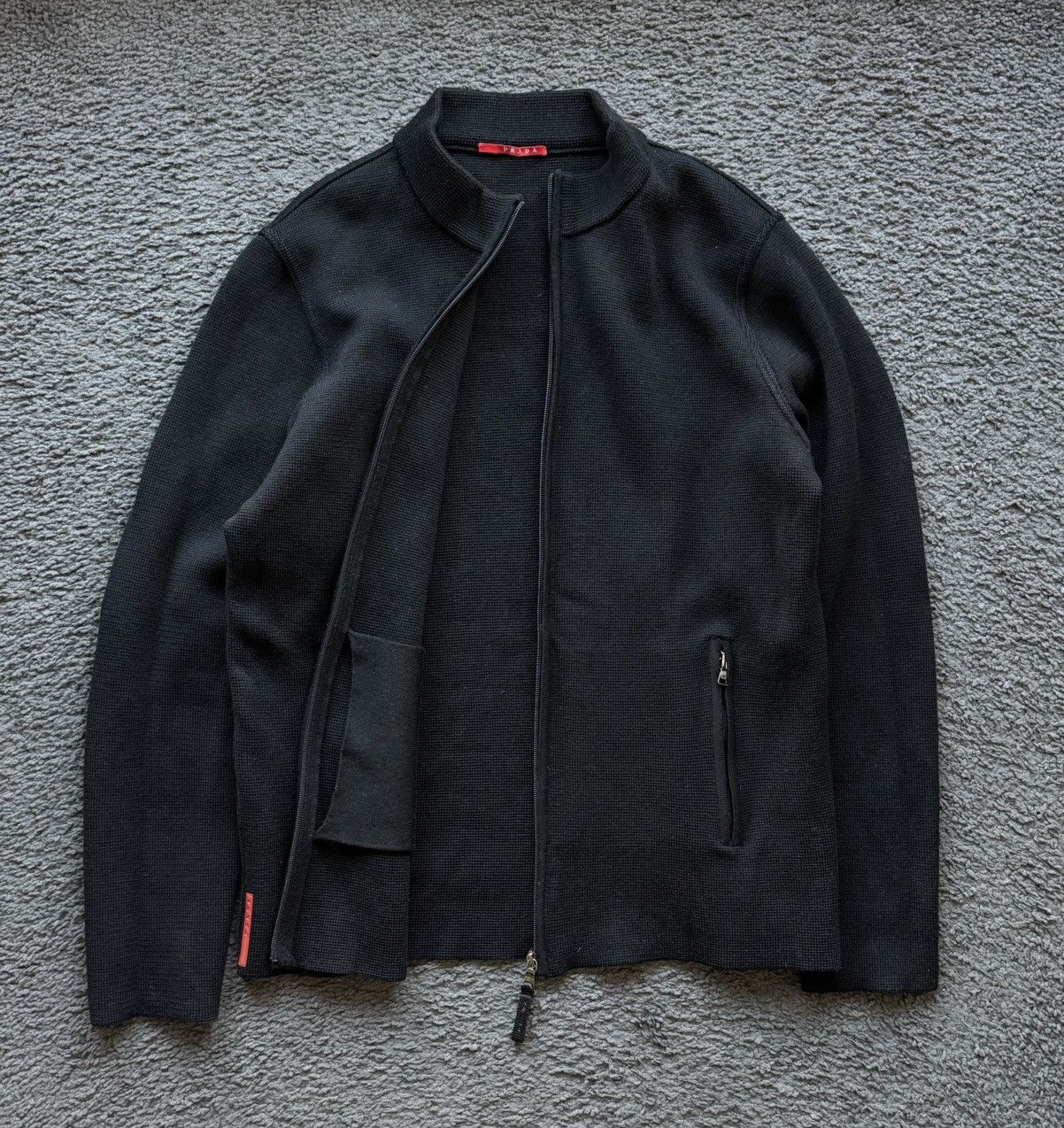 Prada Prada Sport Black 2007 Wool Knit Zip-Through Cardigan Jacket Size US XL / EU 56 / 4 - 2 Thumbnail