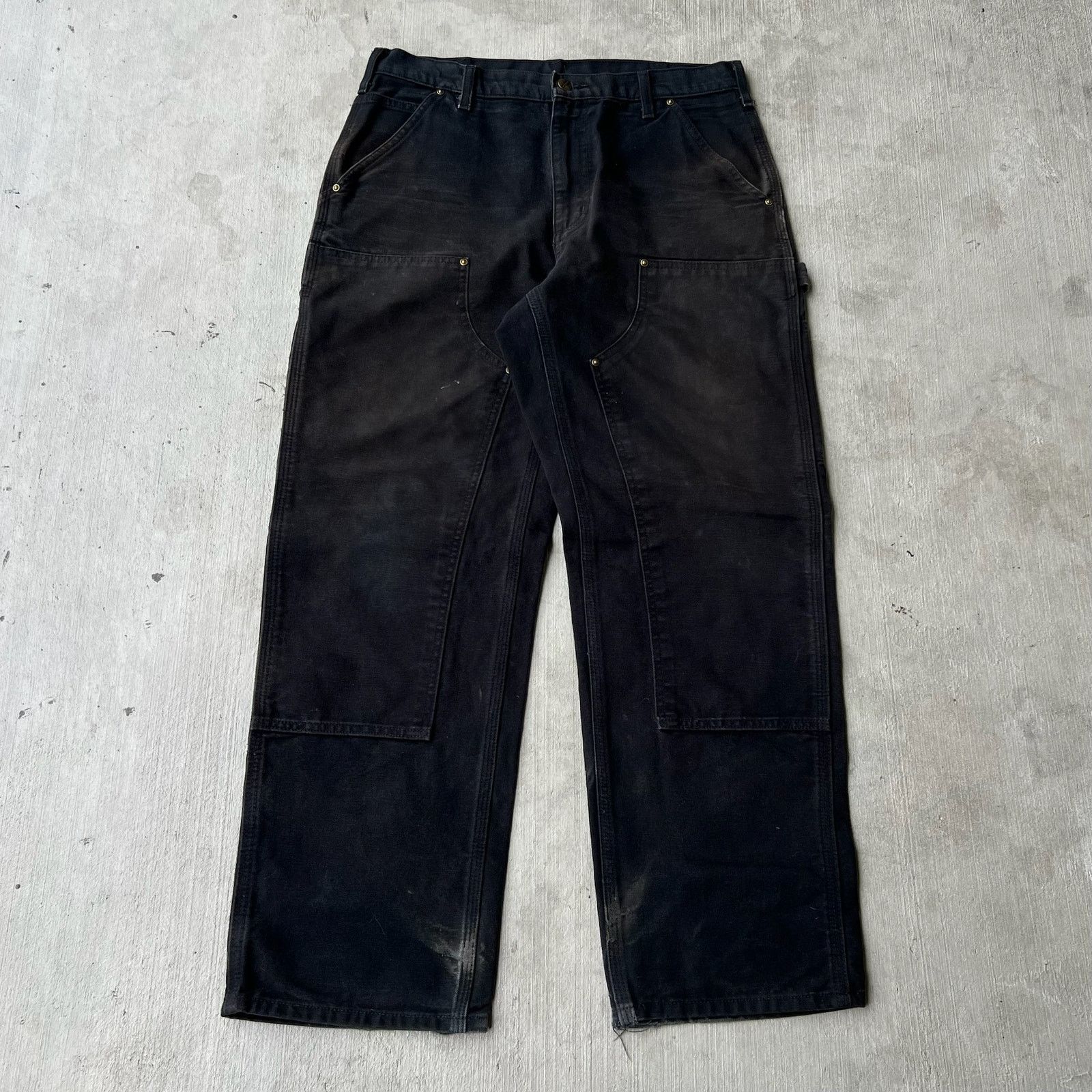 Carhartt × Vintage Carhartt faded black double knee work wear carpenter pants Size US 33 - 1 Thumbnail