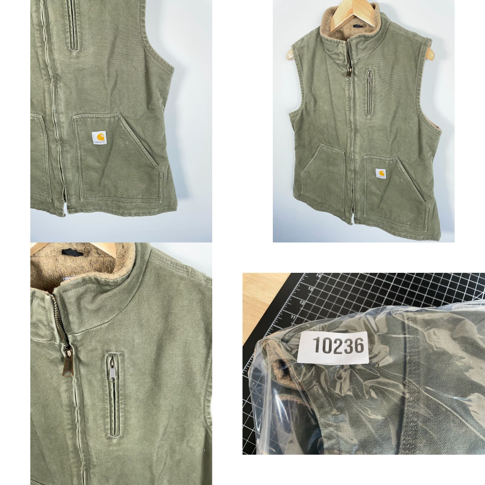 Carhartt VINTAGE Carhartt Vest Women's Large Green Sherpa Lined Canvas Zip Up WV001 LOV Mock Neck Size L / US 10 / IT 46 - 8 Thumbnail