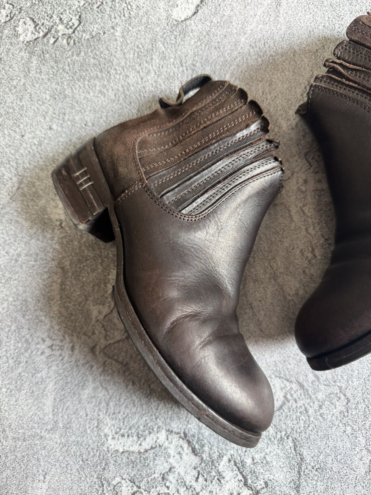 Designer × MoMA MOMA 37size leather brown shoes boots ankle cowboy biker Size US 7 / IT 37 - 3 Thumbnail