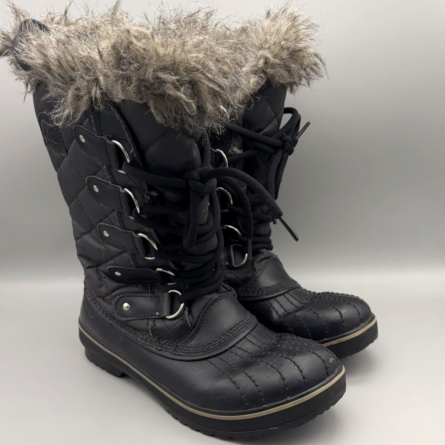SOREL Sorel Boots Womens Size 7 Black Faux Fur Lace Up Winter Waterproof Snow Size US 5 / IT 35 - 2 Thumbnail
