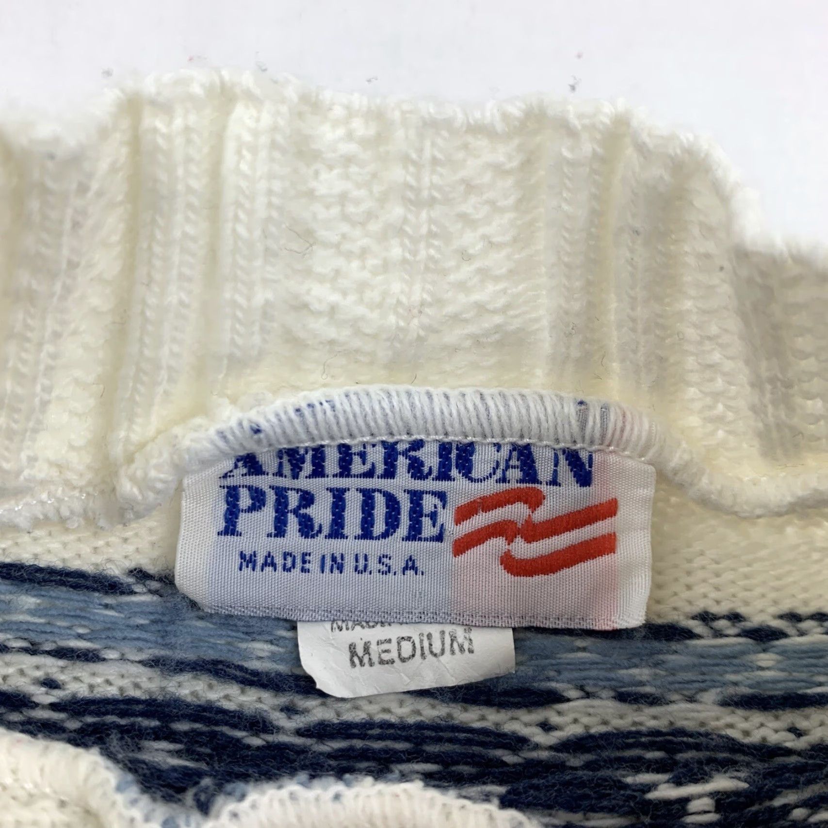 Vintage VINTAGE American Pride Sweater Womens M White Blue Knit Pullover Crewneck 90s 80s Pullover Womens Size M / US 6-8 / IT 42-44 - 3 Thumbnail