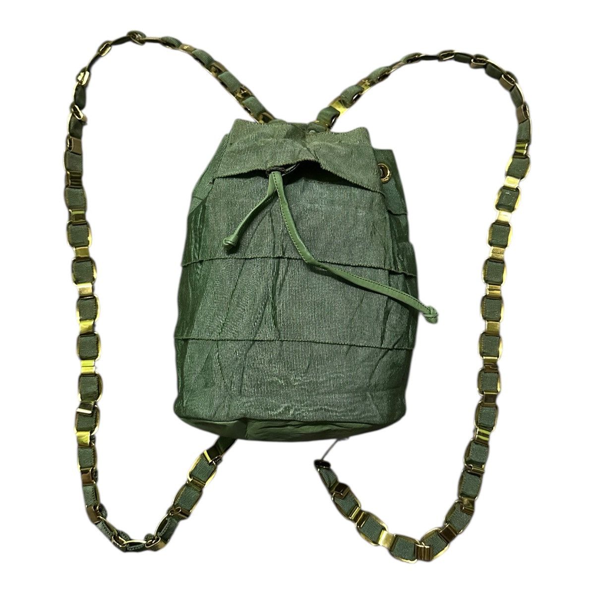 Salvatore Ferragamo Salvatore Ferragamo green ruffle canvas bucket backpack Size ONE SIZE - 11 Thumbnail