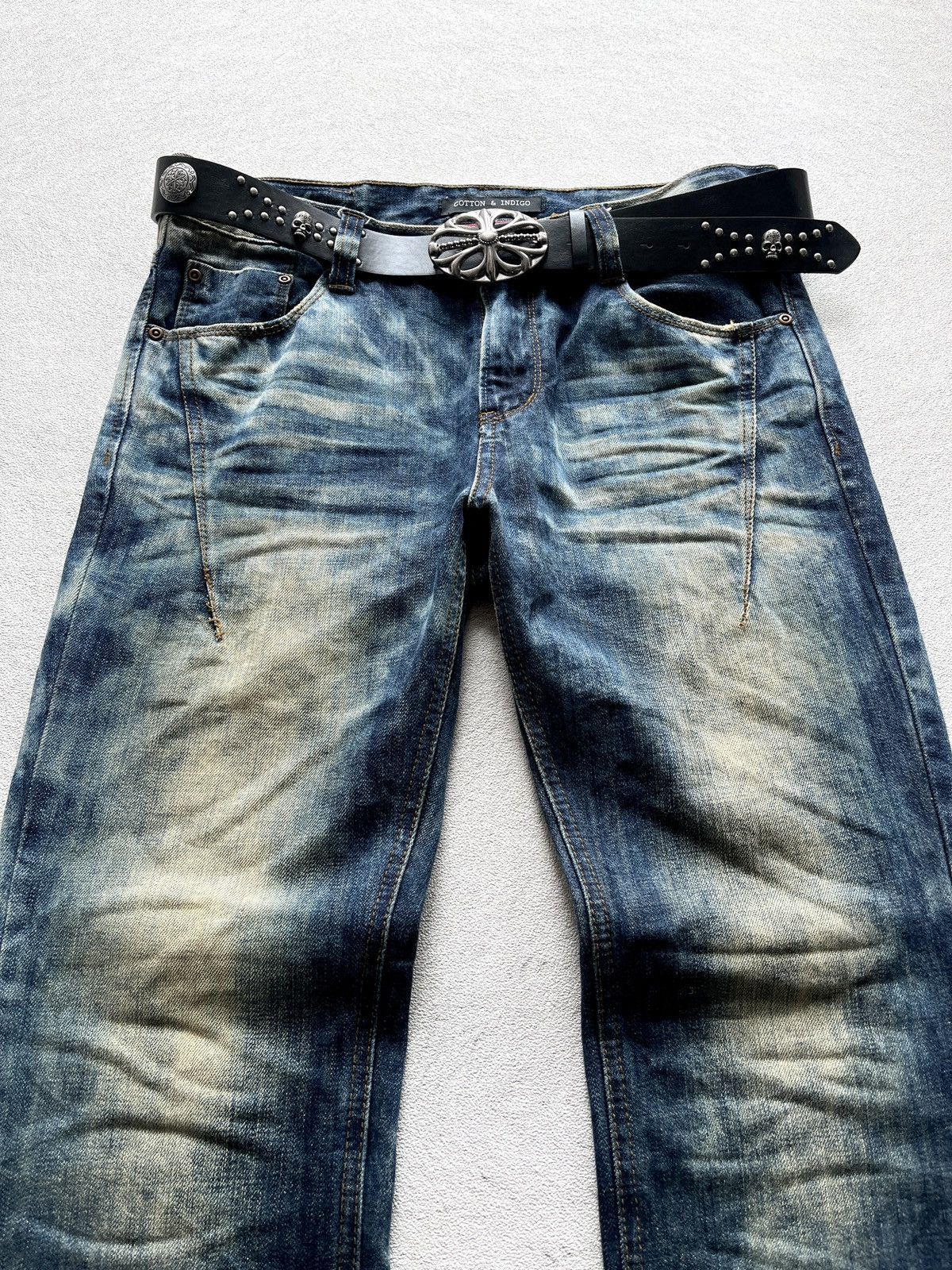 Kapital 2000s Cotton & Indigo Mudwash Faded Straight Jeans Size US 36 / EU 52 - 2 Thumbnail