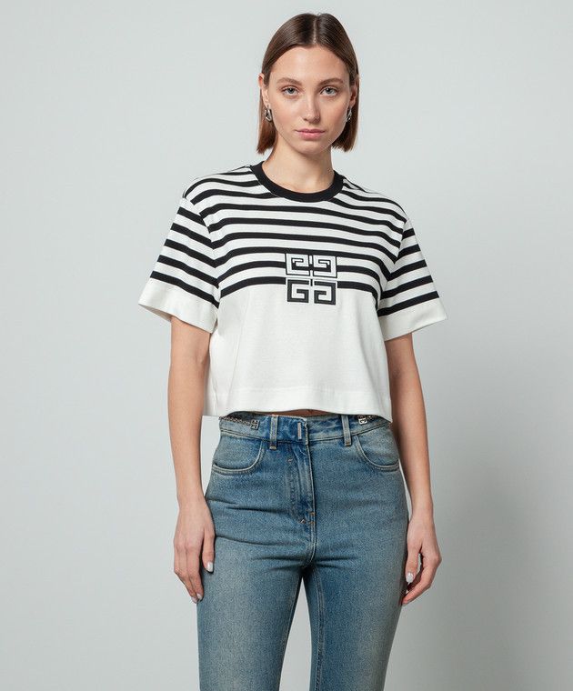 Givenchy o1w1db10325 Cropped Masculine T-Shirt in Black/White Size XL / US 12-14 / IT 48-50 - 4 Thumbnail