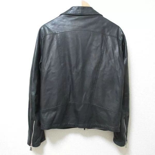 Delan Black Double Zip Leather Rider Jacket/, Men's (Size M) — image 2 of 6