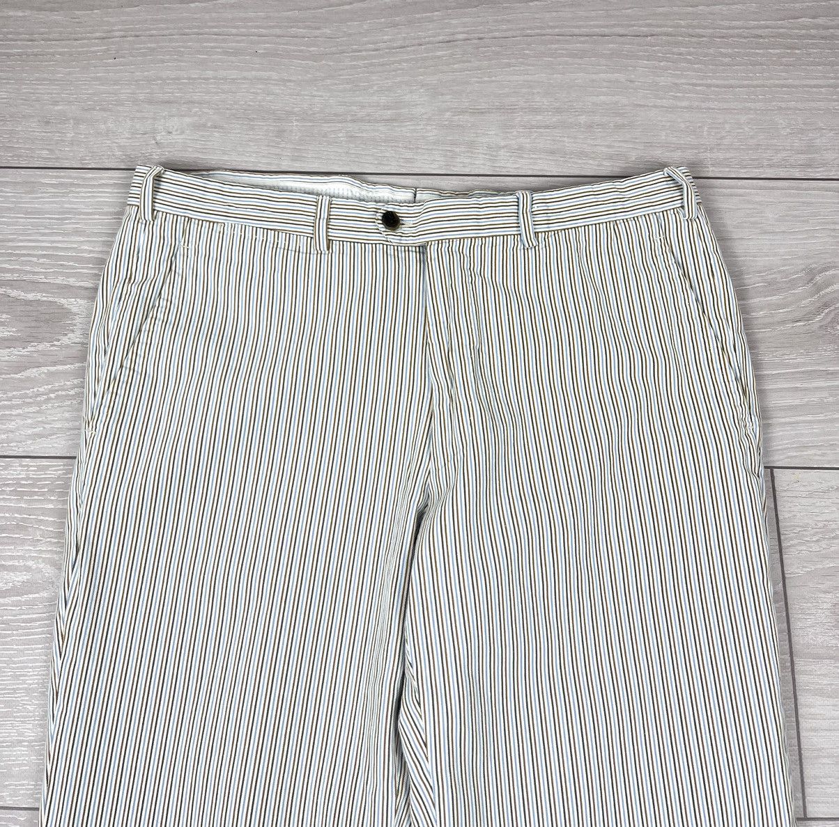 Marco Pescarolo Marco Pescarolo White Cotton Striped Luxury Chinos Pants Size US 34 / EU 50 - 4 Thumbnail