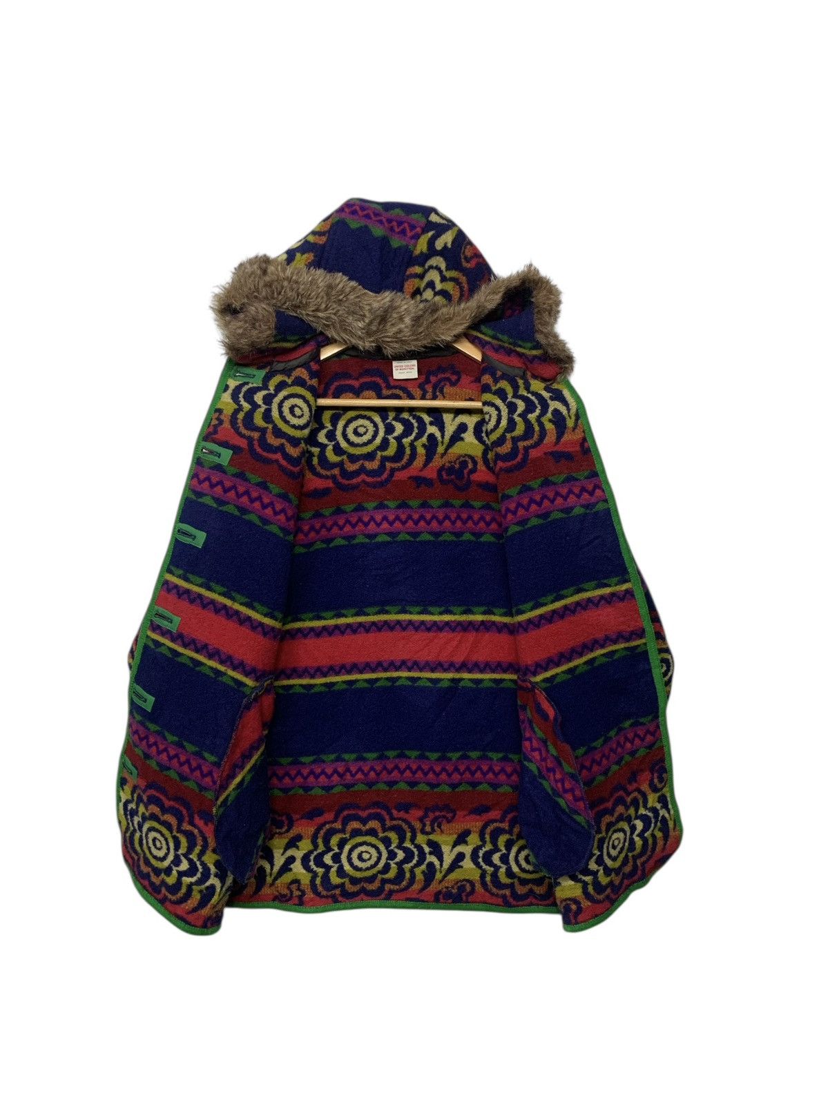 United Colors Of Benetton 90's United Color Of Benetton Multicolor Fleece Hoodie Fur Size US M / EU 48-50 / 2 - 3 Thumbnail