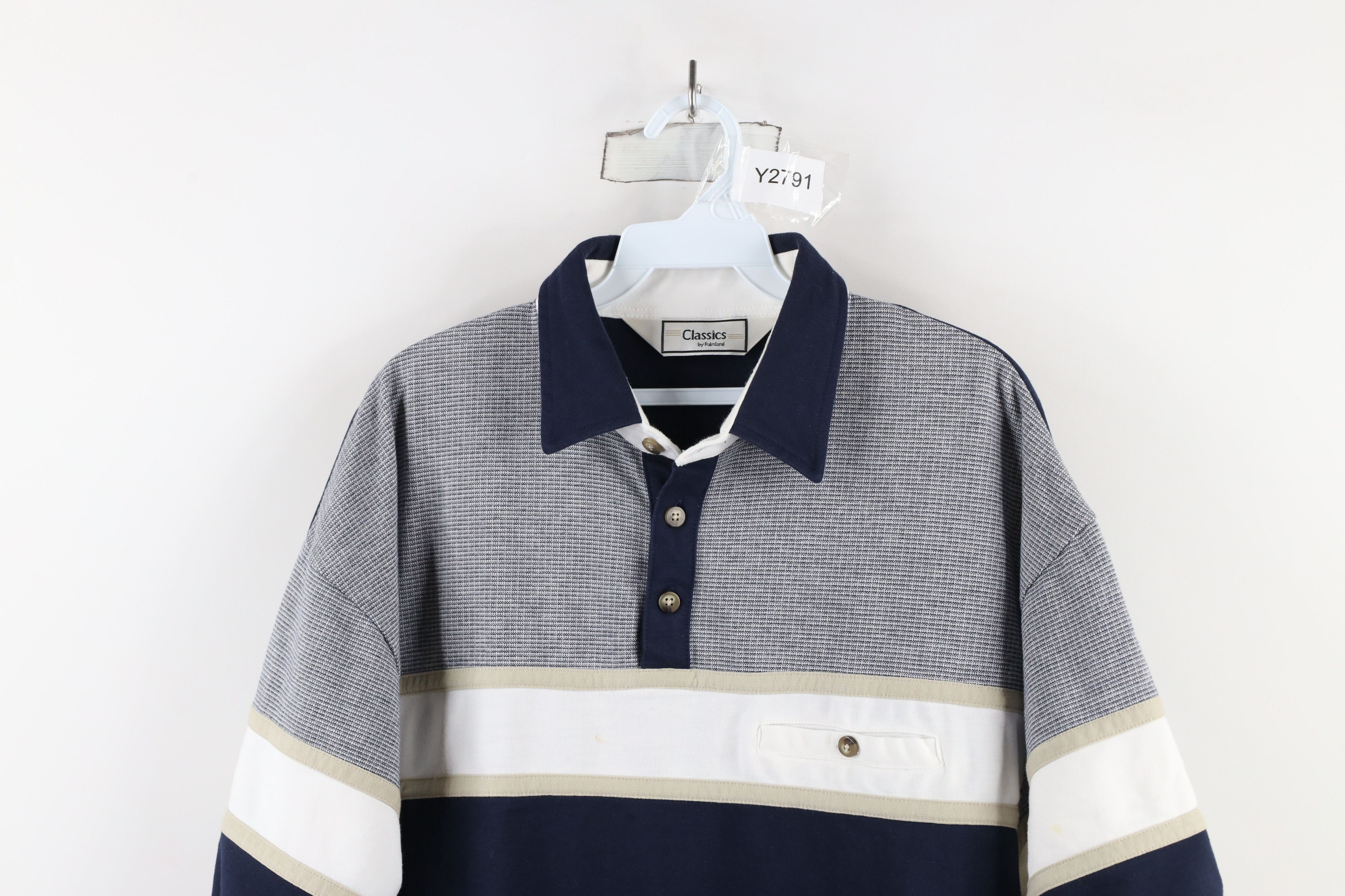 Vintage Vintage 90s Streetwear Block Collared Pullover Polo Shirt Size US L / EU 52-54 / 3 - 2 Thumbnail