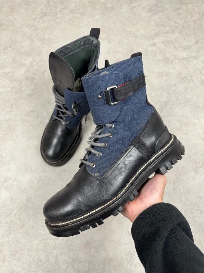 Prada 2000s Prada Black Leather Navy Boots Size US 7.5 / EU 40-41 - 1 Thumbnail