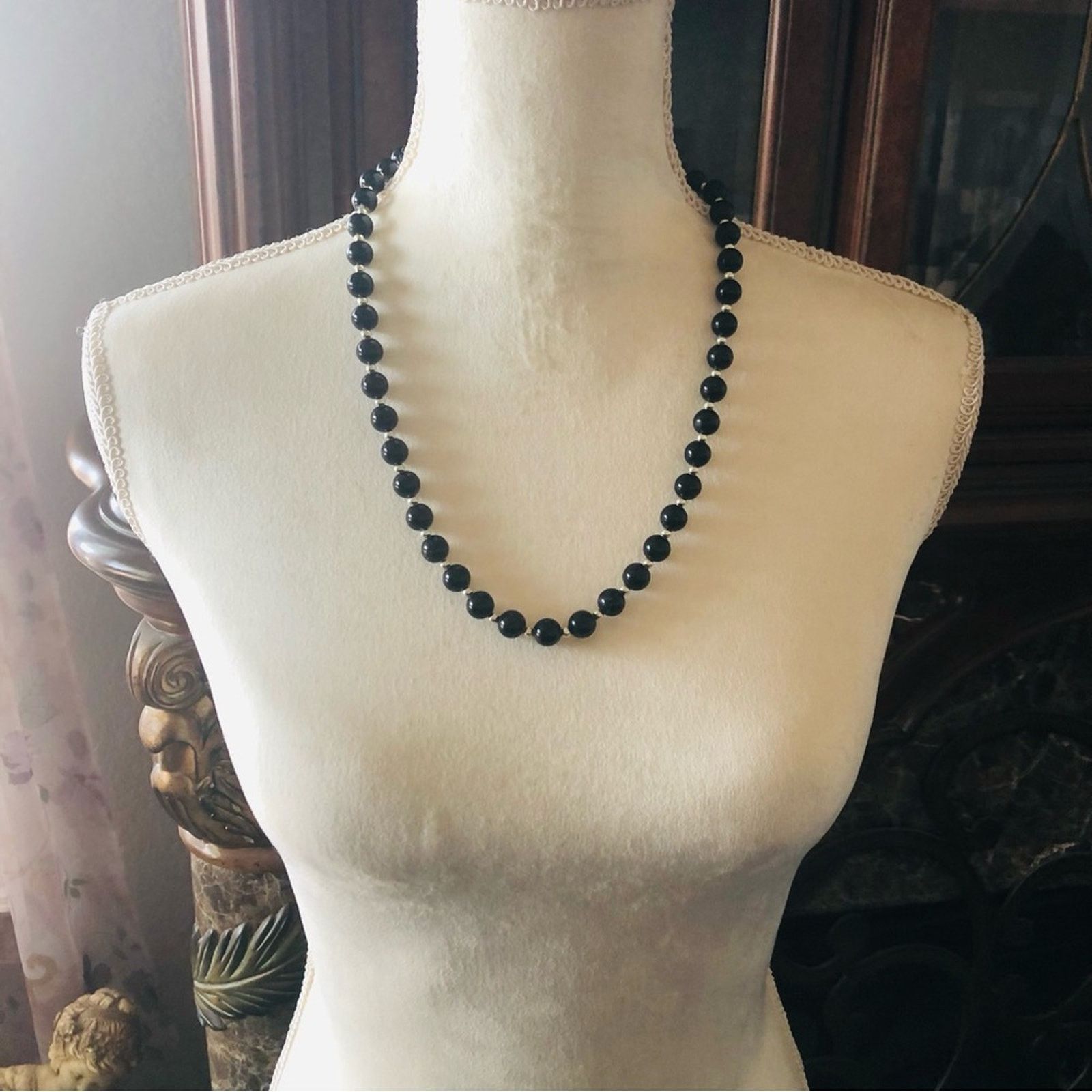 Vintage Vintage 80s black round plastic bead necklace Size ONE SIZE - 5 Thumbnail