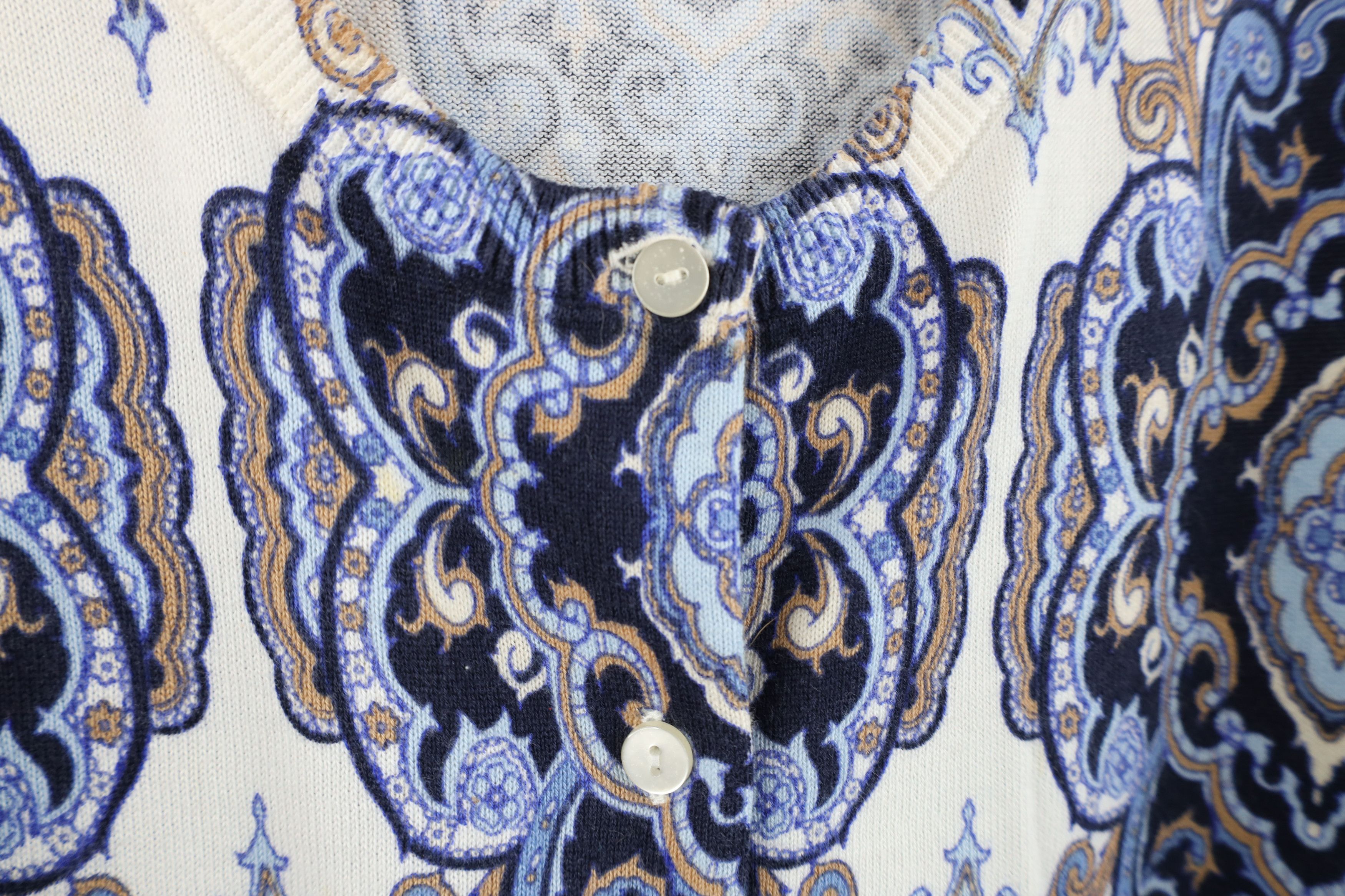 Lands' End × Vintage Vintage Lands End Paisley Geometric Knit Cardigan Sweater Size 3XL / US 20-22 - 5 Thumbnail
