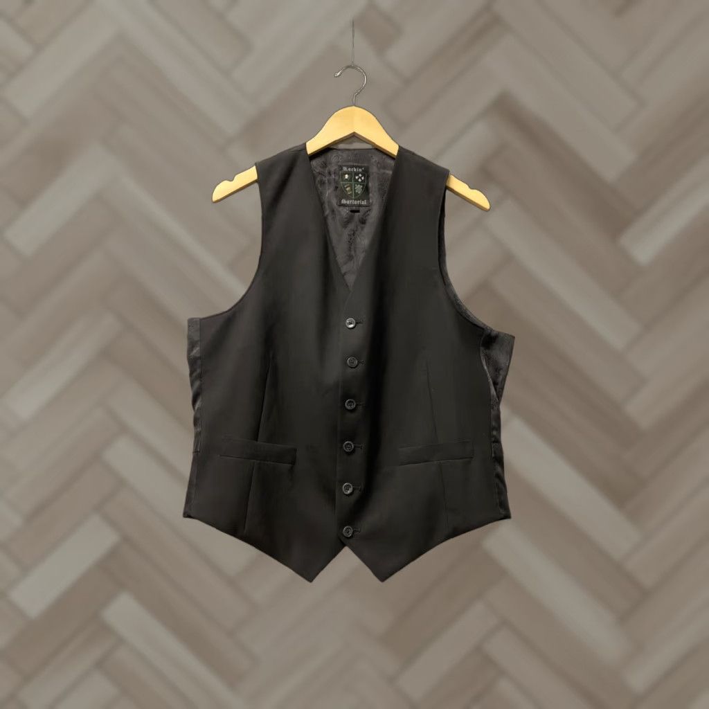 Vintage VINTAGE Sartoriale Men’s Waistcoat Vest Black Wool Size L Fall Winter Formal Party 90s Size US L / EU 52-54 / 3 - 1 Thumbnail