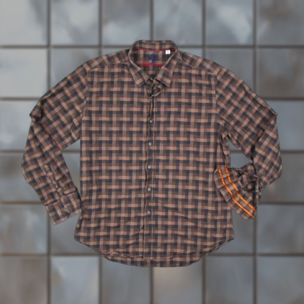 Robert Graham VINTAGE Robert Graham Dress Shirt Men XL Brown Long Sleeve Button Up Geometric Classic Casual Business Wedding Art City Retro Designer 100% Cotton Size US XL / EU 56 / 4 - 1 Thumbnail